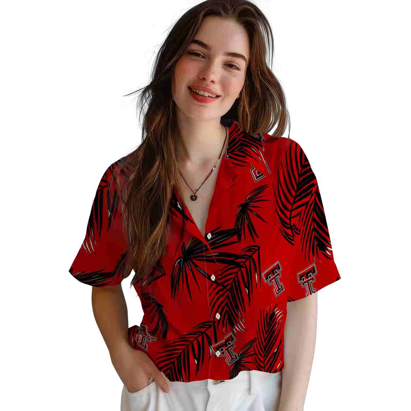 texas tech red raiders palm leaf red hawaiian shirt latest model