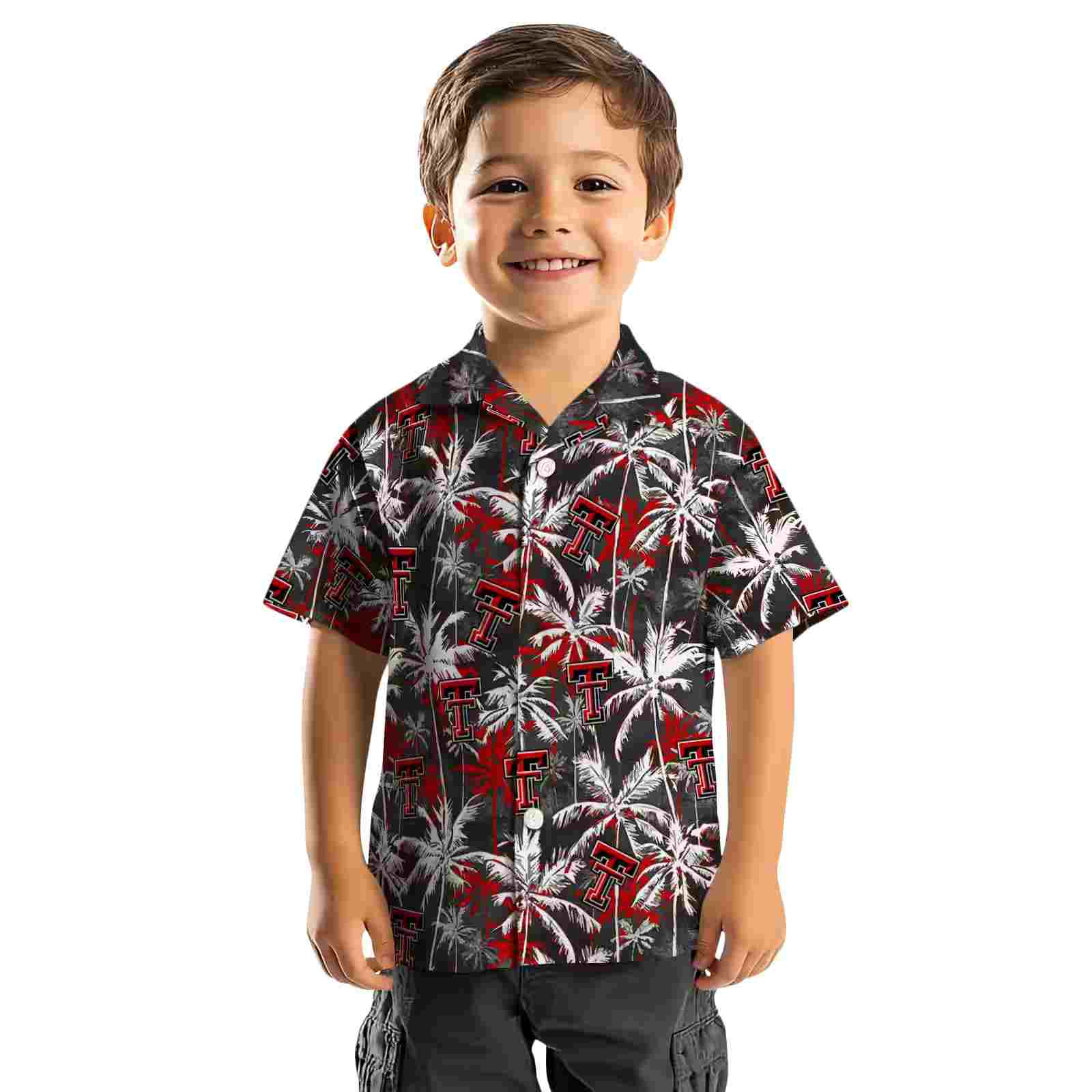 texas tech red raiders palm pattern red black hawaiian shirt top rated