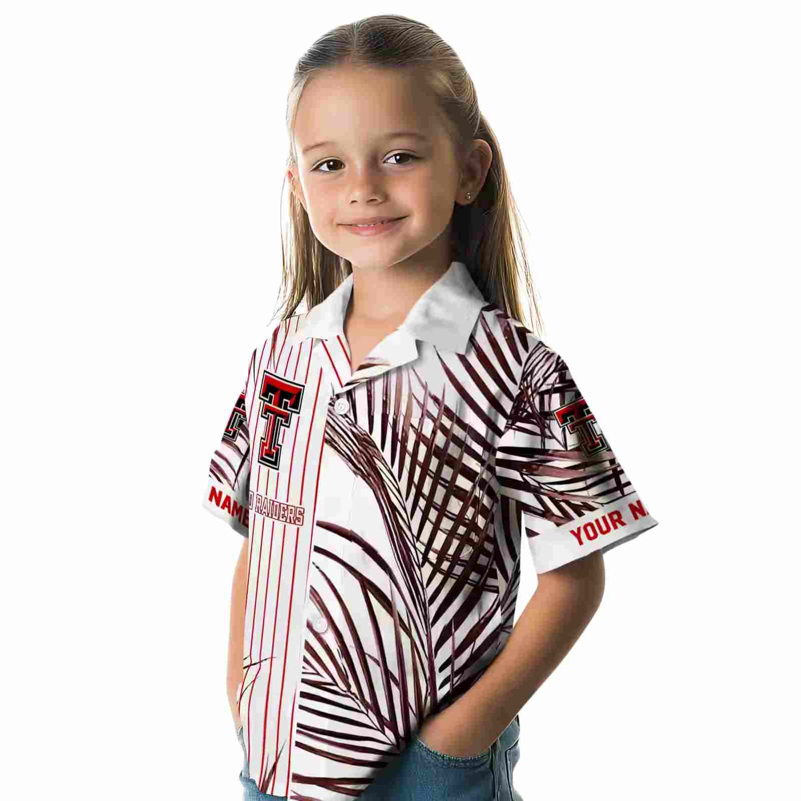 texas tech red raiders palm stripes red black white hawaiian shirt premium grade