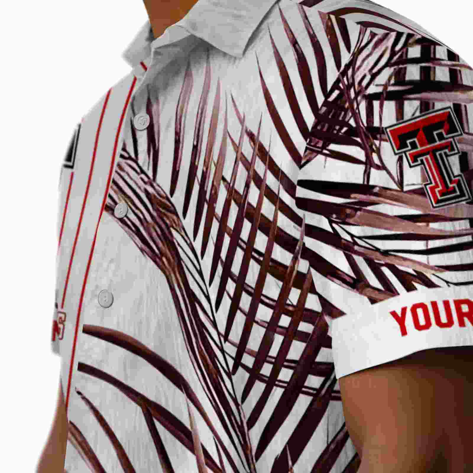 texas tech red raiders palm stripes red black white hawaiian shirt trendy