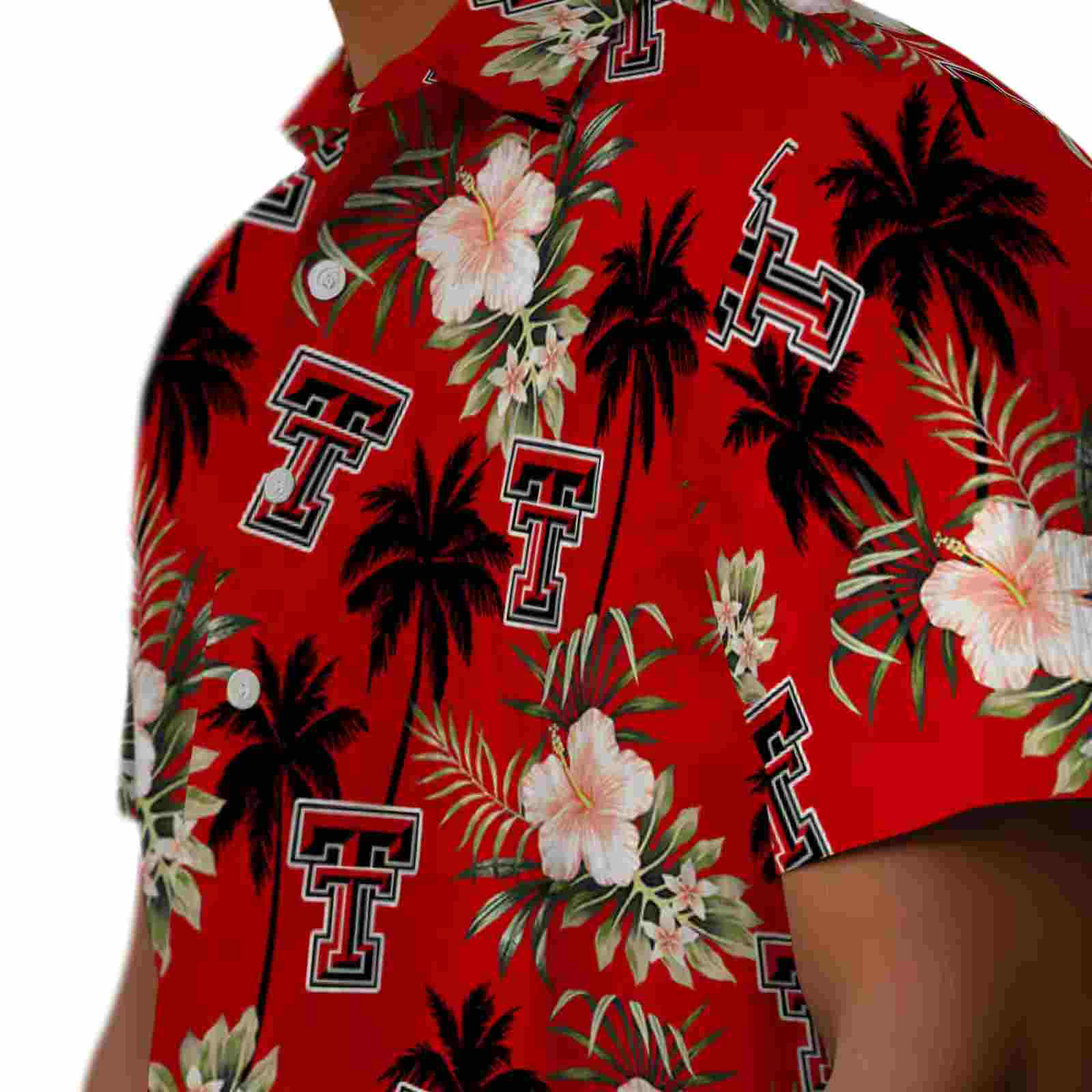 texas tech red raiders palm tree flower red hawaiian shirt trendy