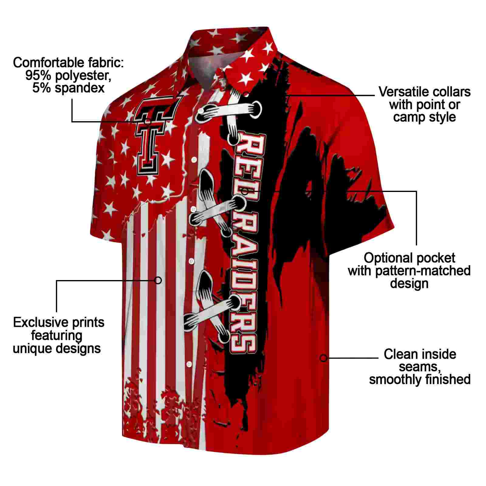 texas tech red raiders stitched flag red hawaiian shirt new arrival