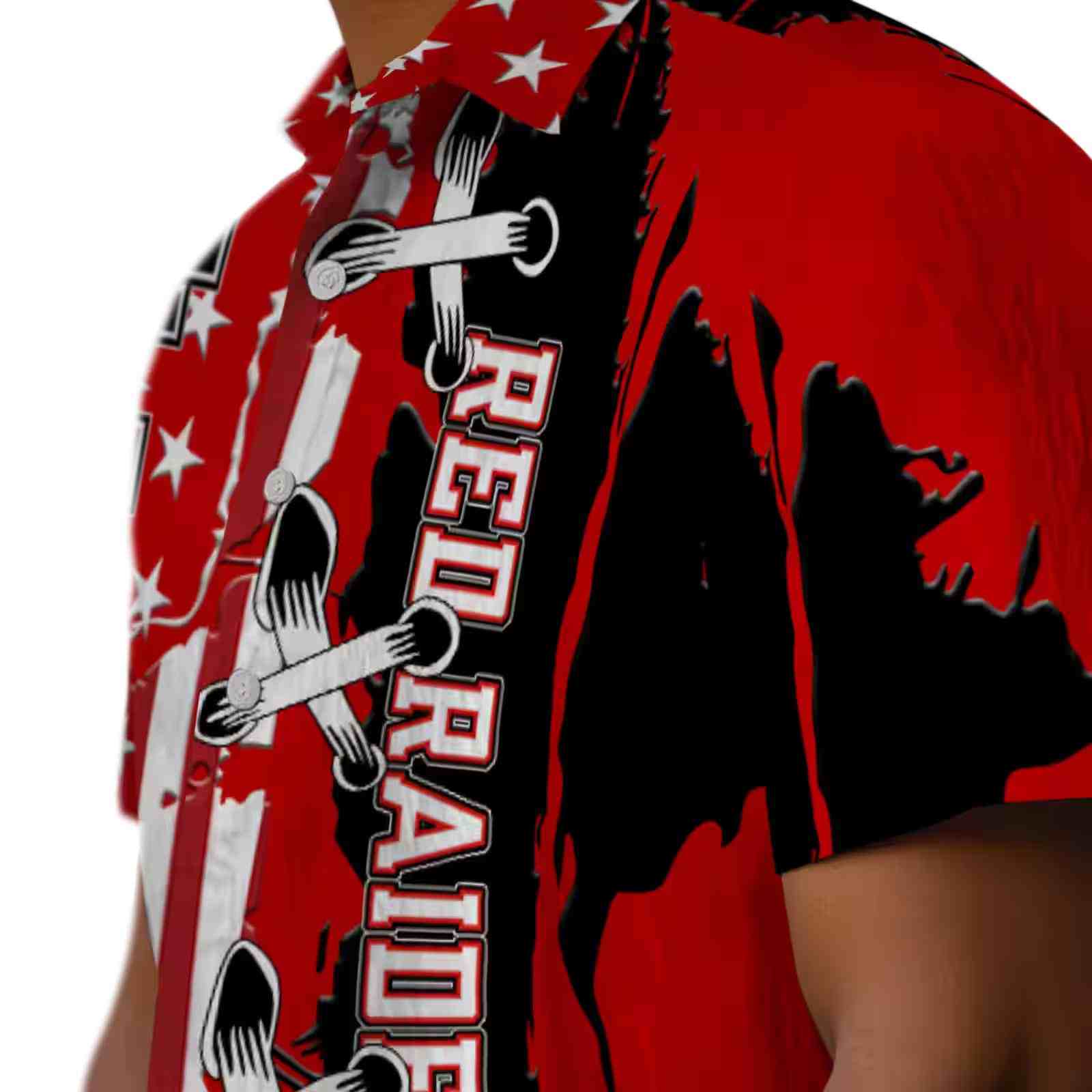 texas tech red raiders stitched flag red hawaiian shirt trendy