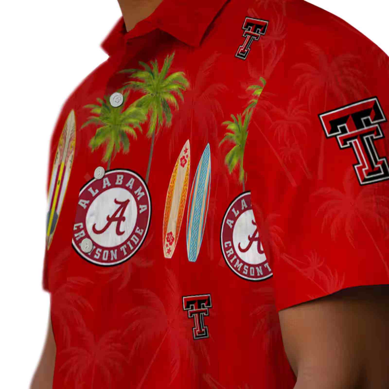 texas tech red raiders surfboard palm red hawaiian shirt trendy