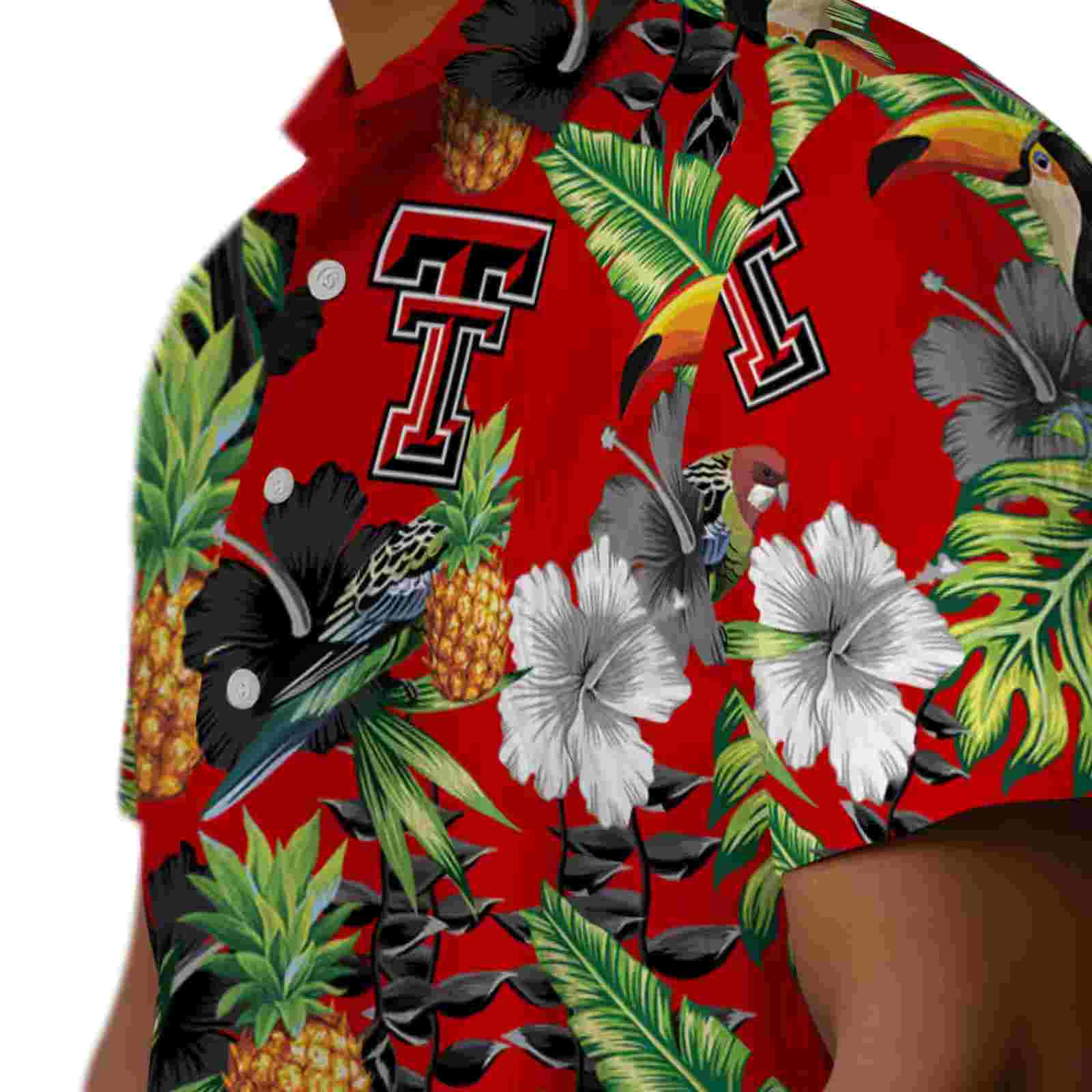 texas tech red raiders toucan hibiscus pineapple red green hawaiian shirt trendy