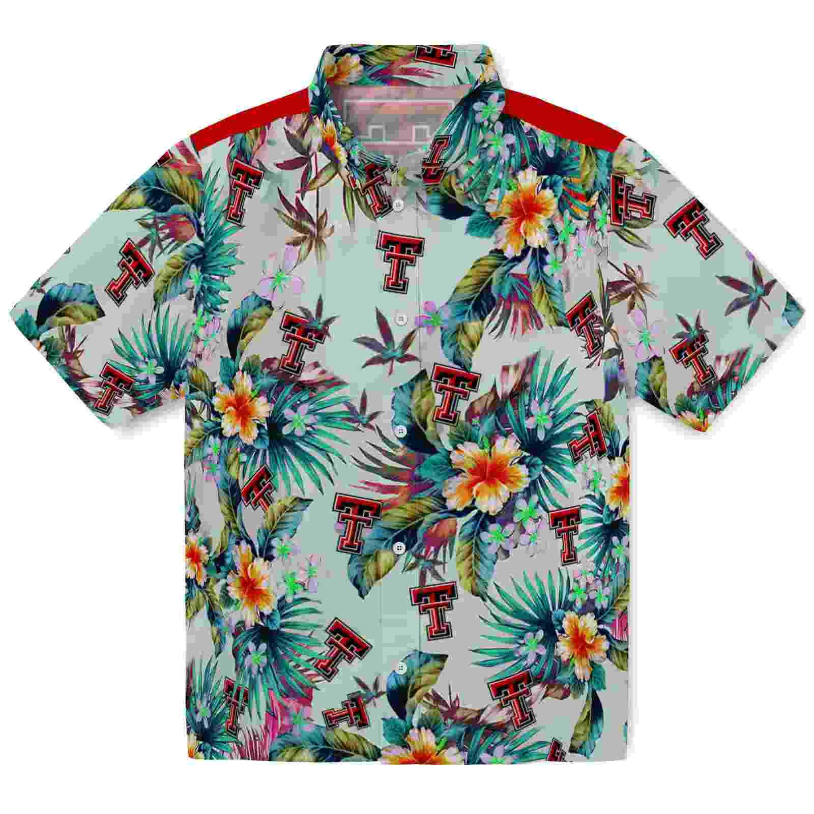 Texas Tech Red Raiders Tropical Foliage Green Hawaiian Shirt