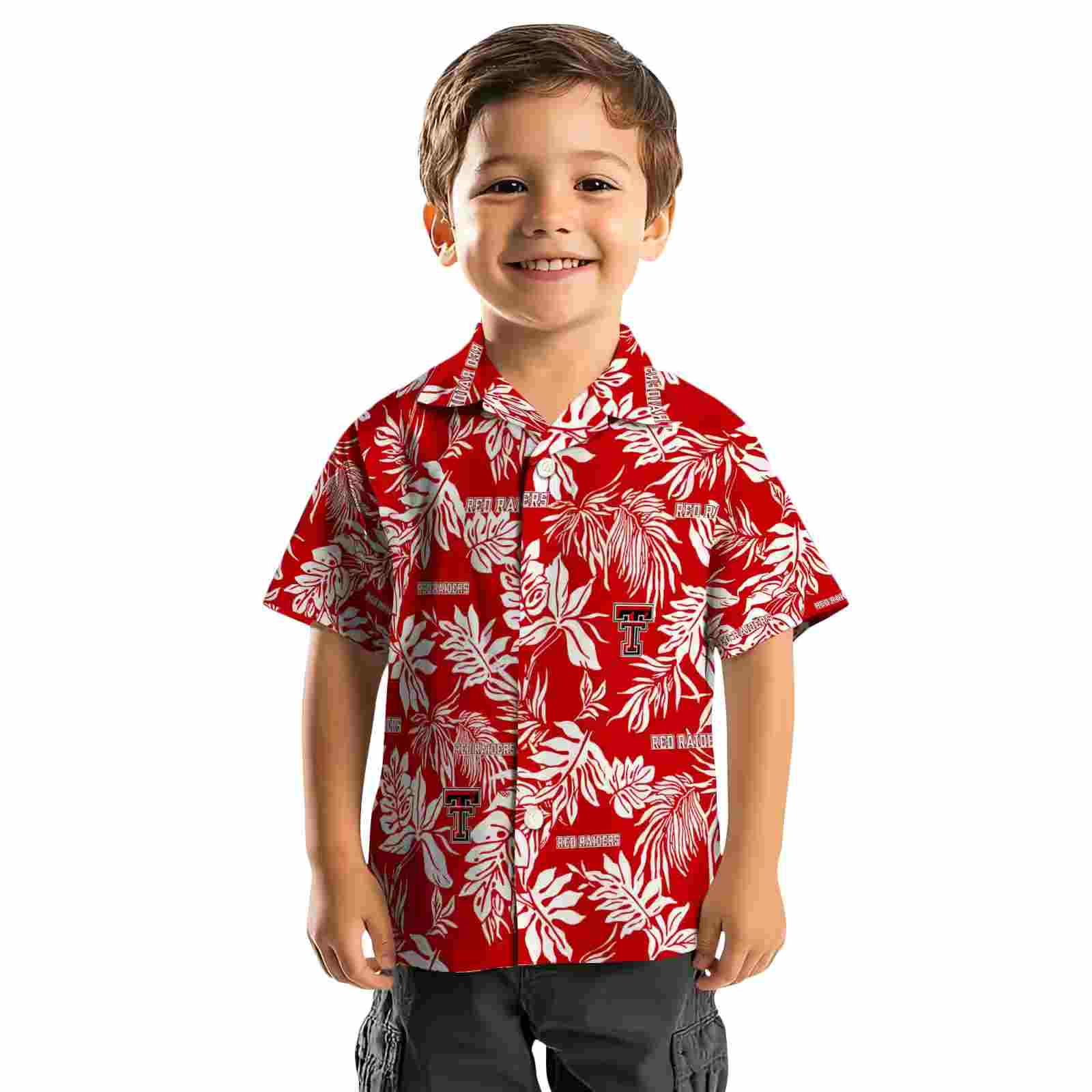 texas tech red raiders tropical leaf red white hawaiian shirt top rated