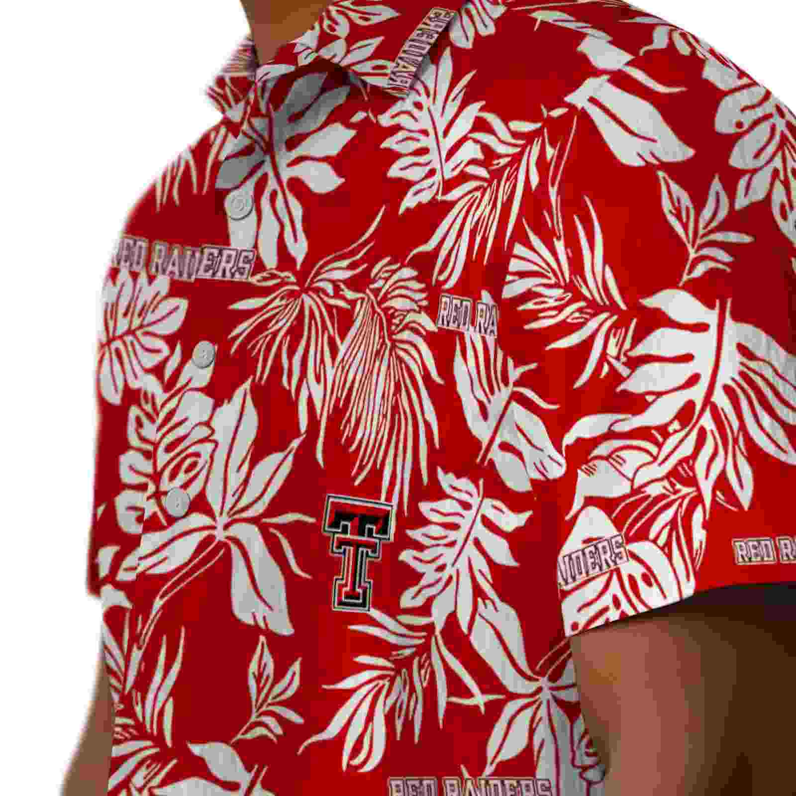 texas tech red raiders tropical leaf red white hawaiian shirt trendy