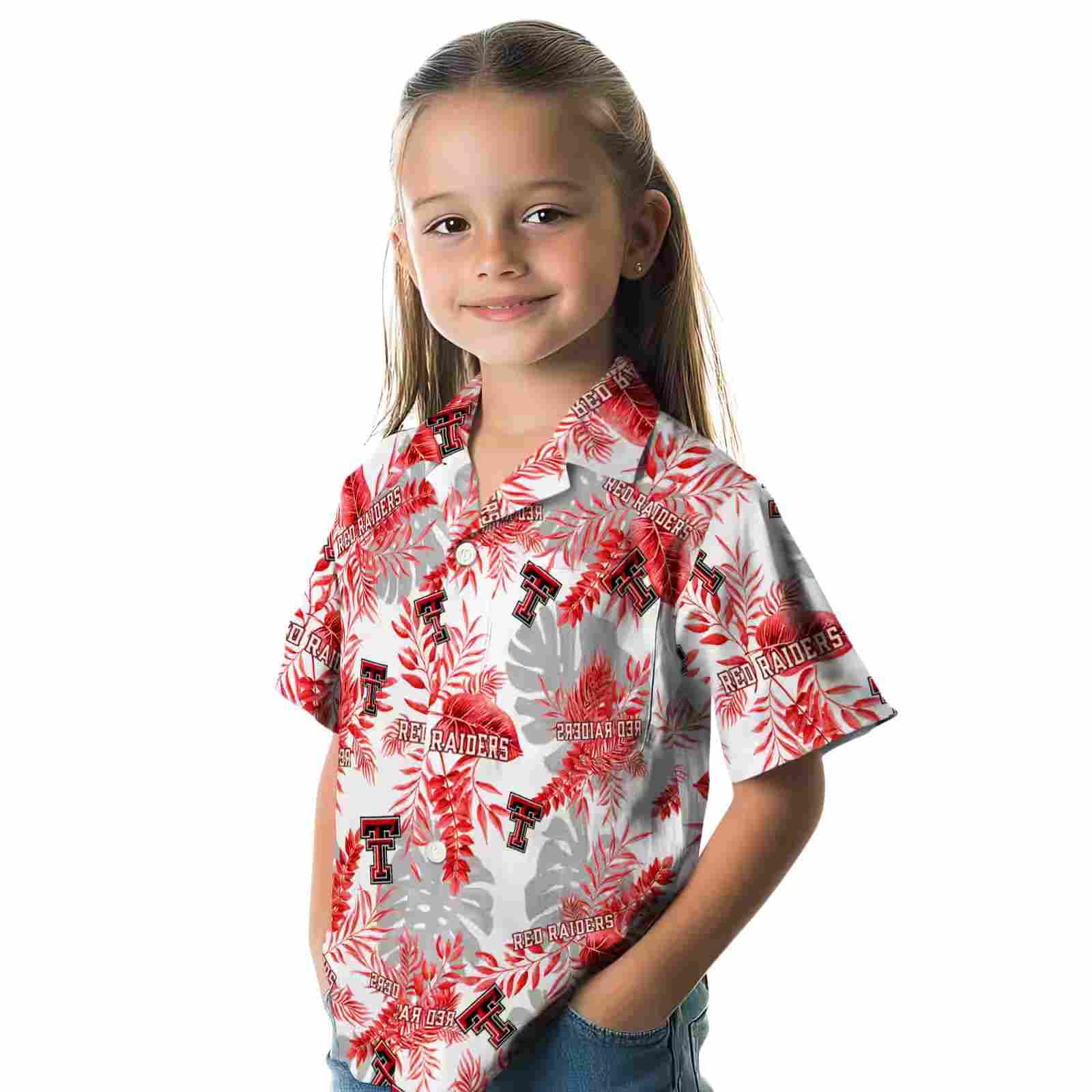 texas tech red raiders tropical leaves red white hawaiian shirt premium grade