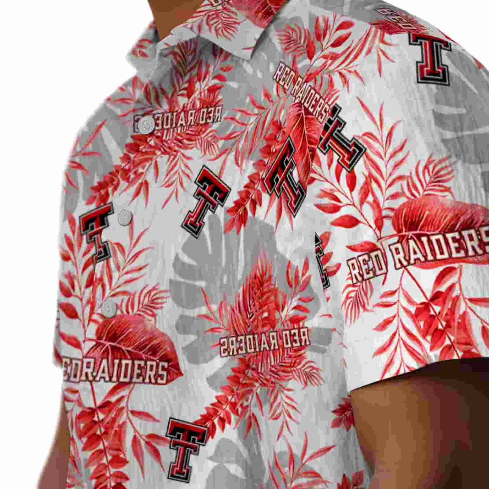 texas tech red raiders tropical leaves red white hawaiian shirt trendy