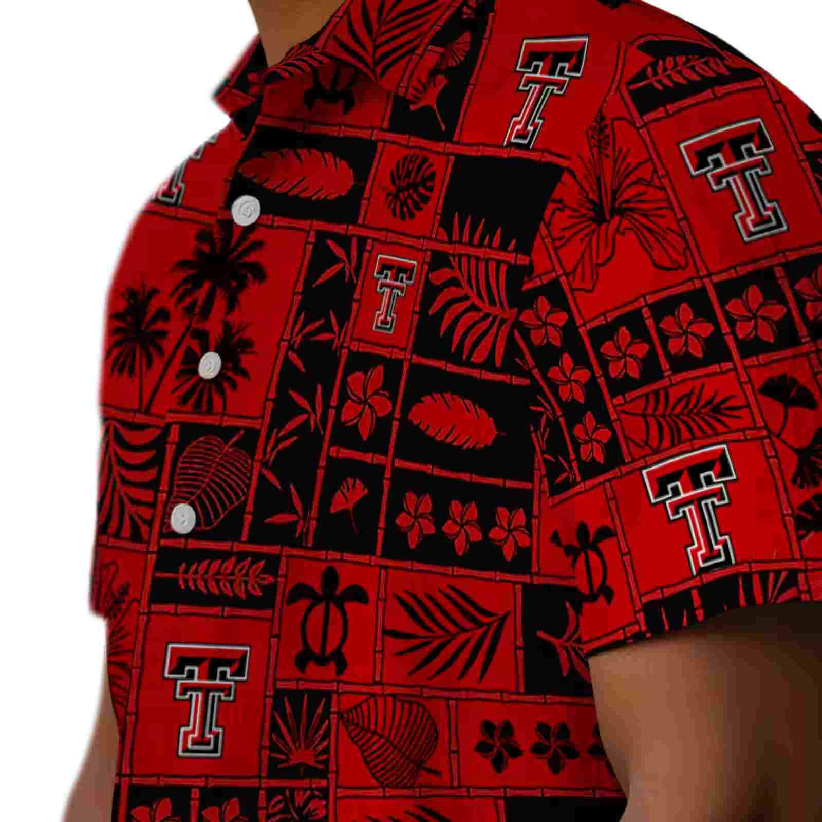 texas tech red raiders tropical patchwork red black hawaiian shirt trendy