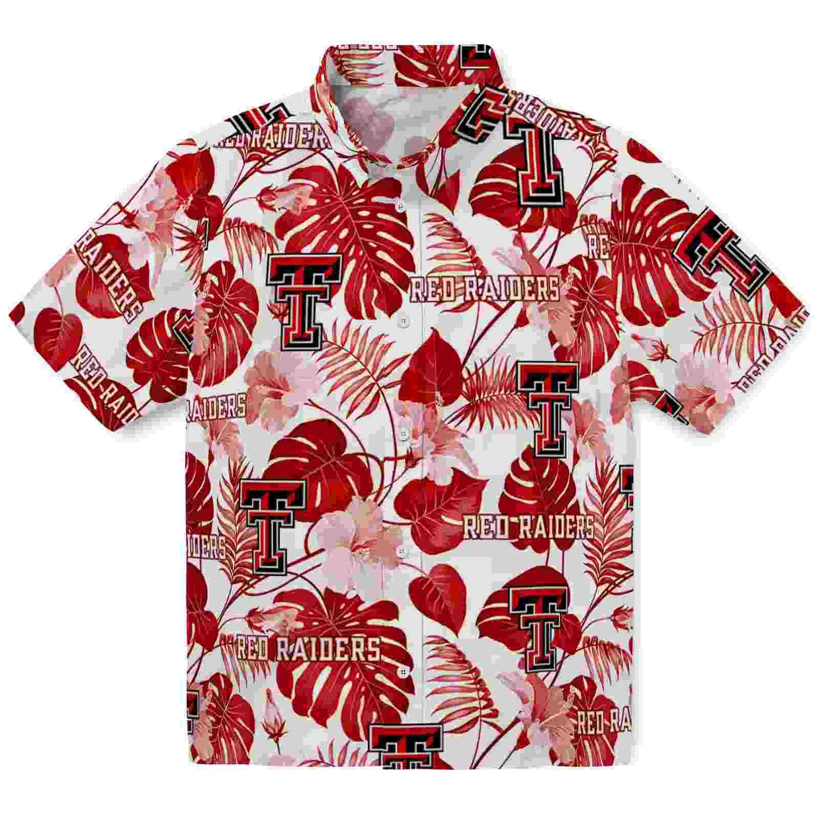 Texas Tech Red Raiders Tropical Plants Red White Hawaiian Shirt