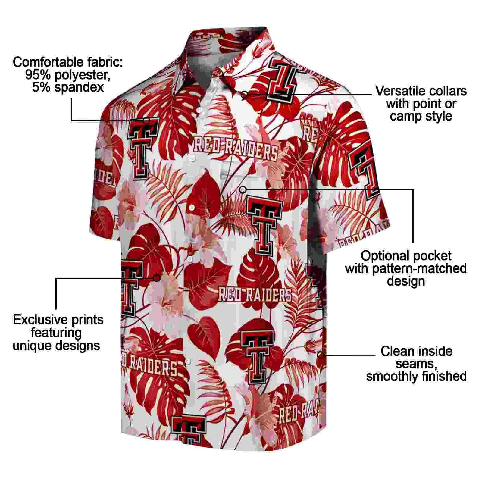 texas tech red raiders tropical plants red white hawaiian shirt new arrival