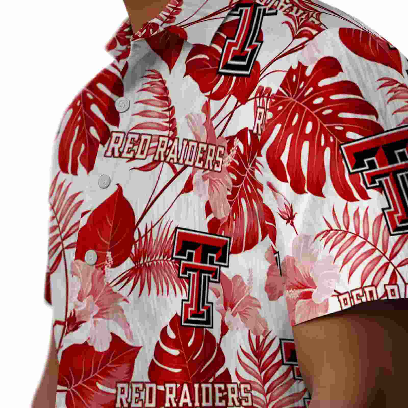 texas tech red raiders tropical plants red white hawaiian shirt trendy