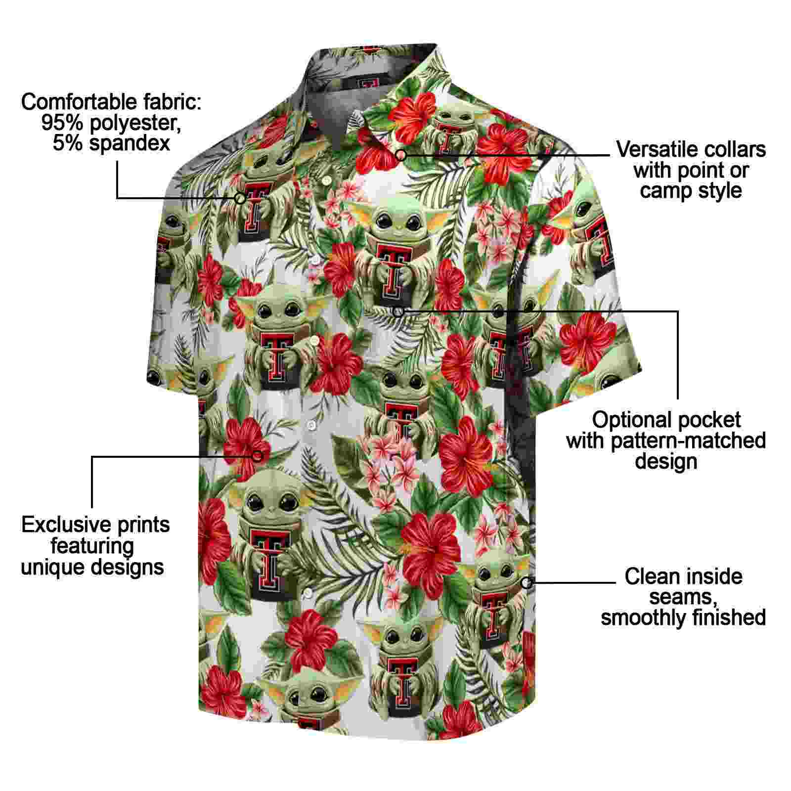 texas tech red raiders tropical yoda green hawaiian shirt new arrival