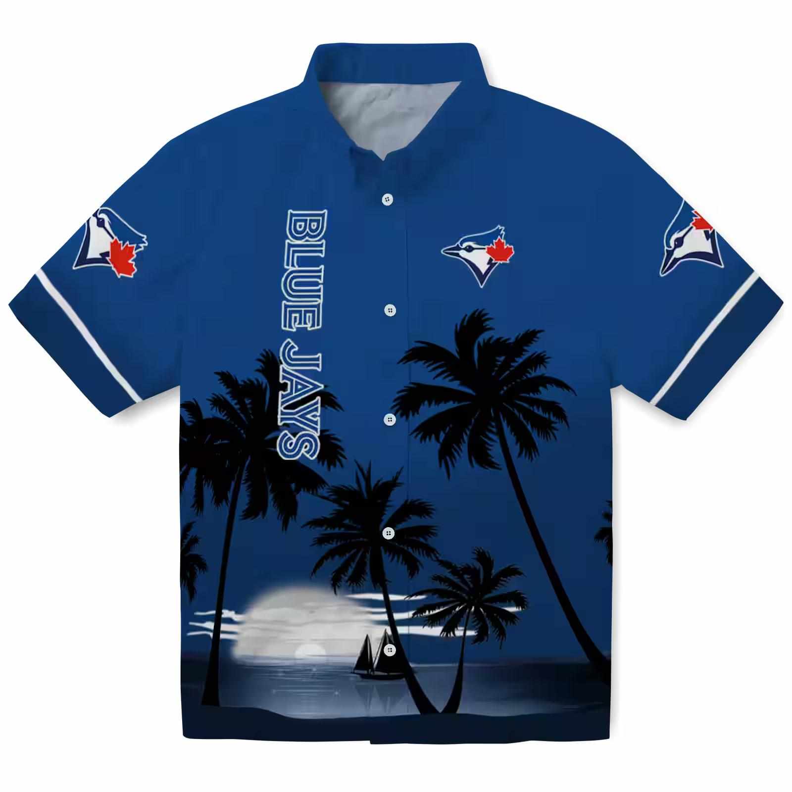 Toronto Blue Jays Beach Sunset Blue Black Hawaiian Shirt