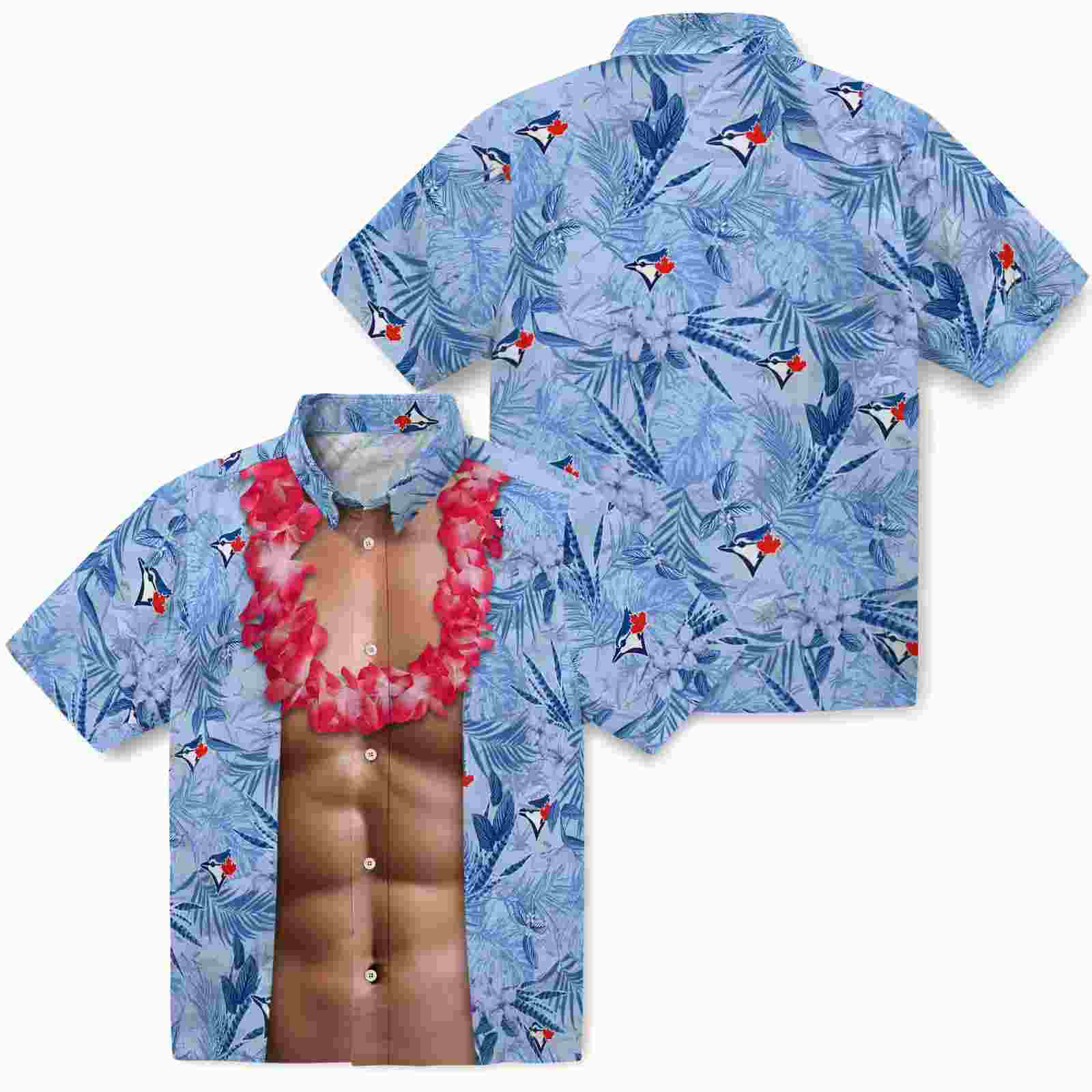 toronto blue jays chest illusion blue hawaiian shirt high quality