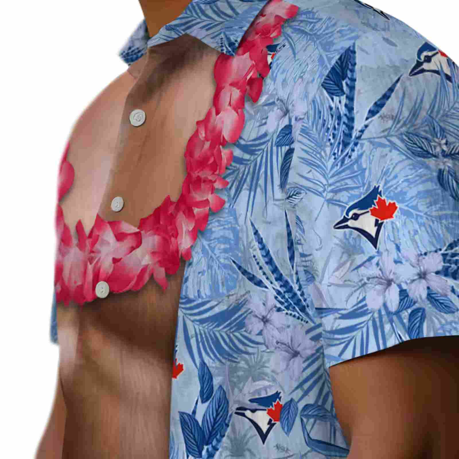 toronto blue jays chest illusion blue hawaiian shirt trendy