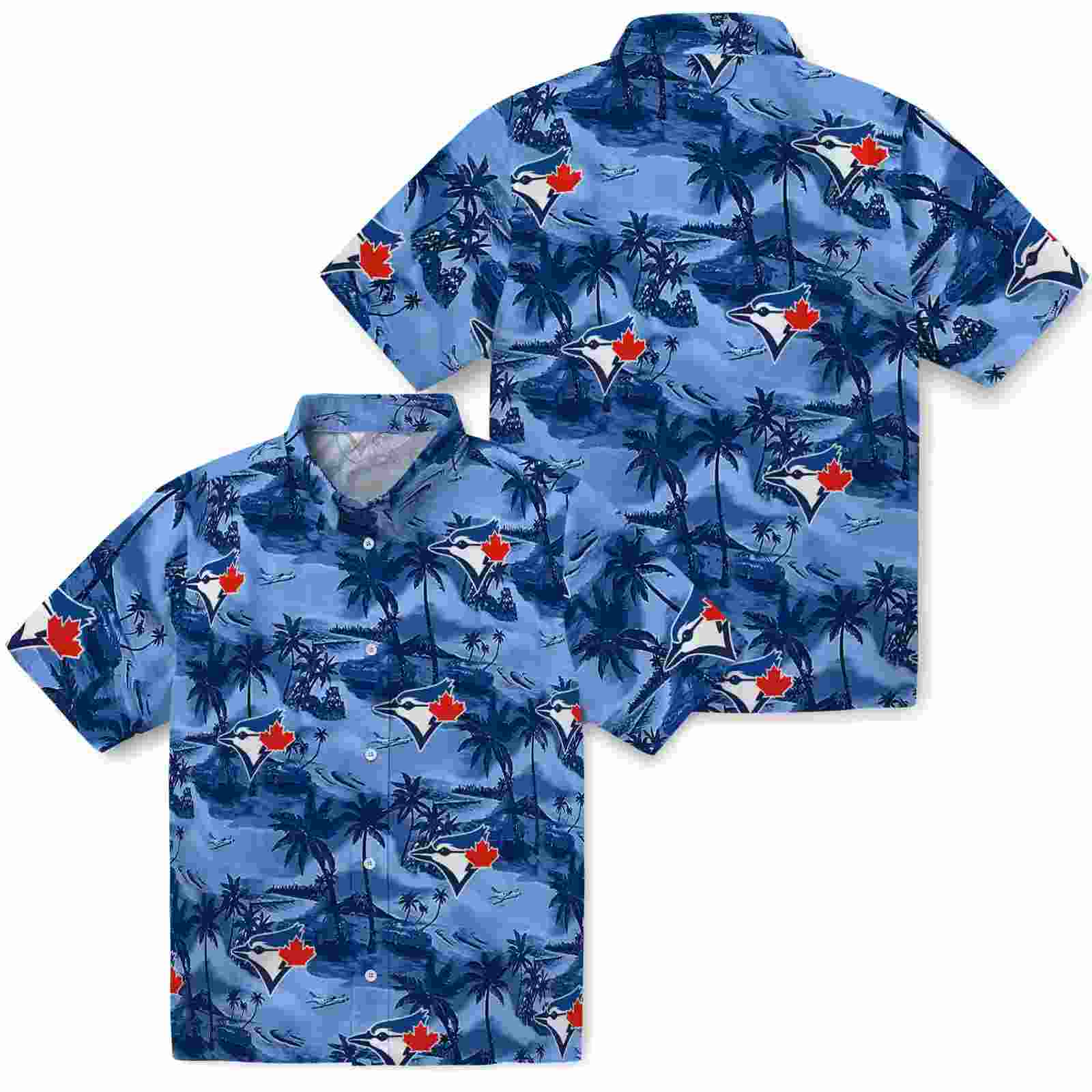 toronto blue jays coastal palms blue hawaiian shirt high quality