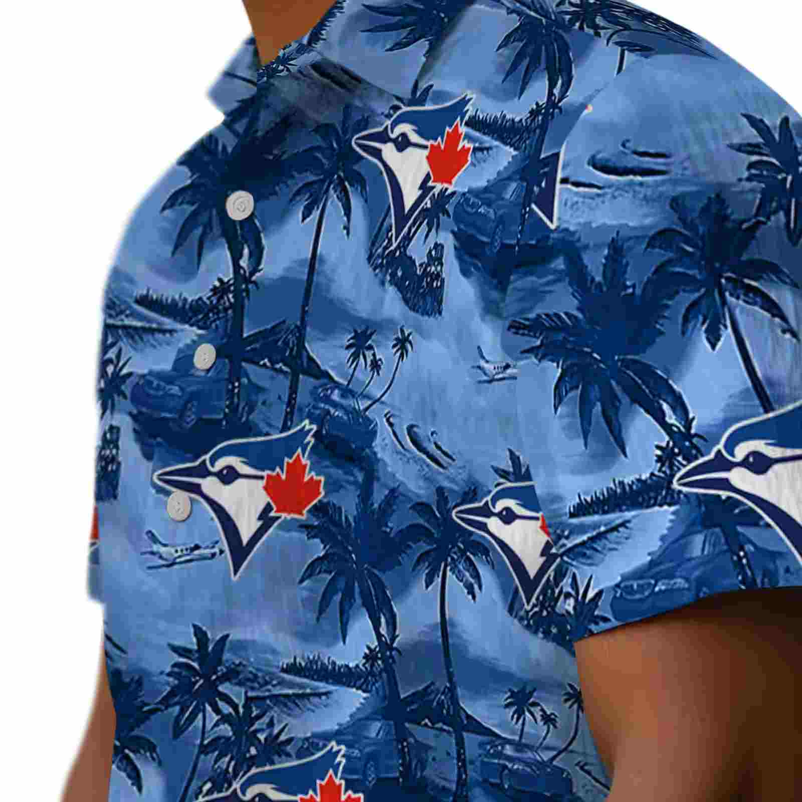 toronto blue jays coastal palms blue hawaiian shirt trendy