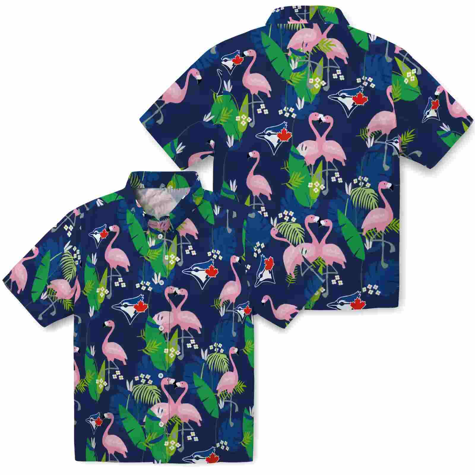 toronto blue jays flamingo foliage blue green hawaiian shirt high quality