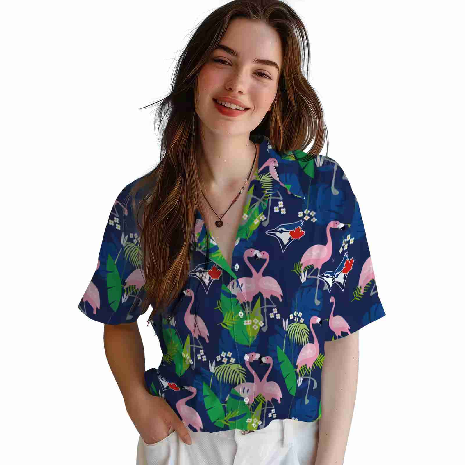 toronto blue jays flamingo foliage blue green hawaiian shirt latest model