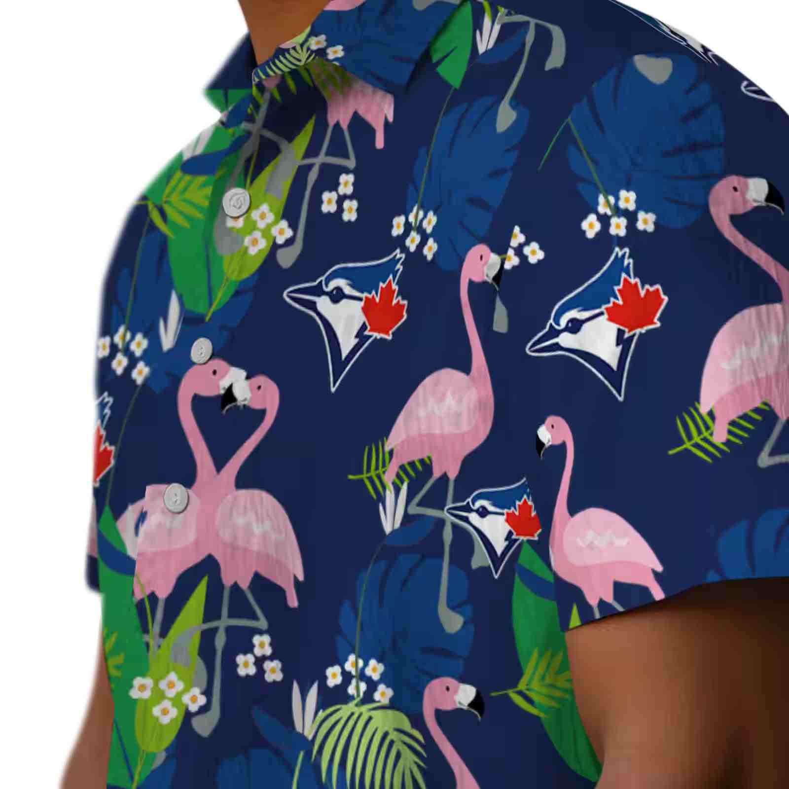 toronto blue jays flamingo foliage blue green hawaiian shirt trendy