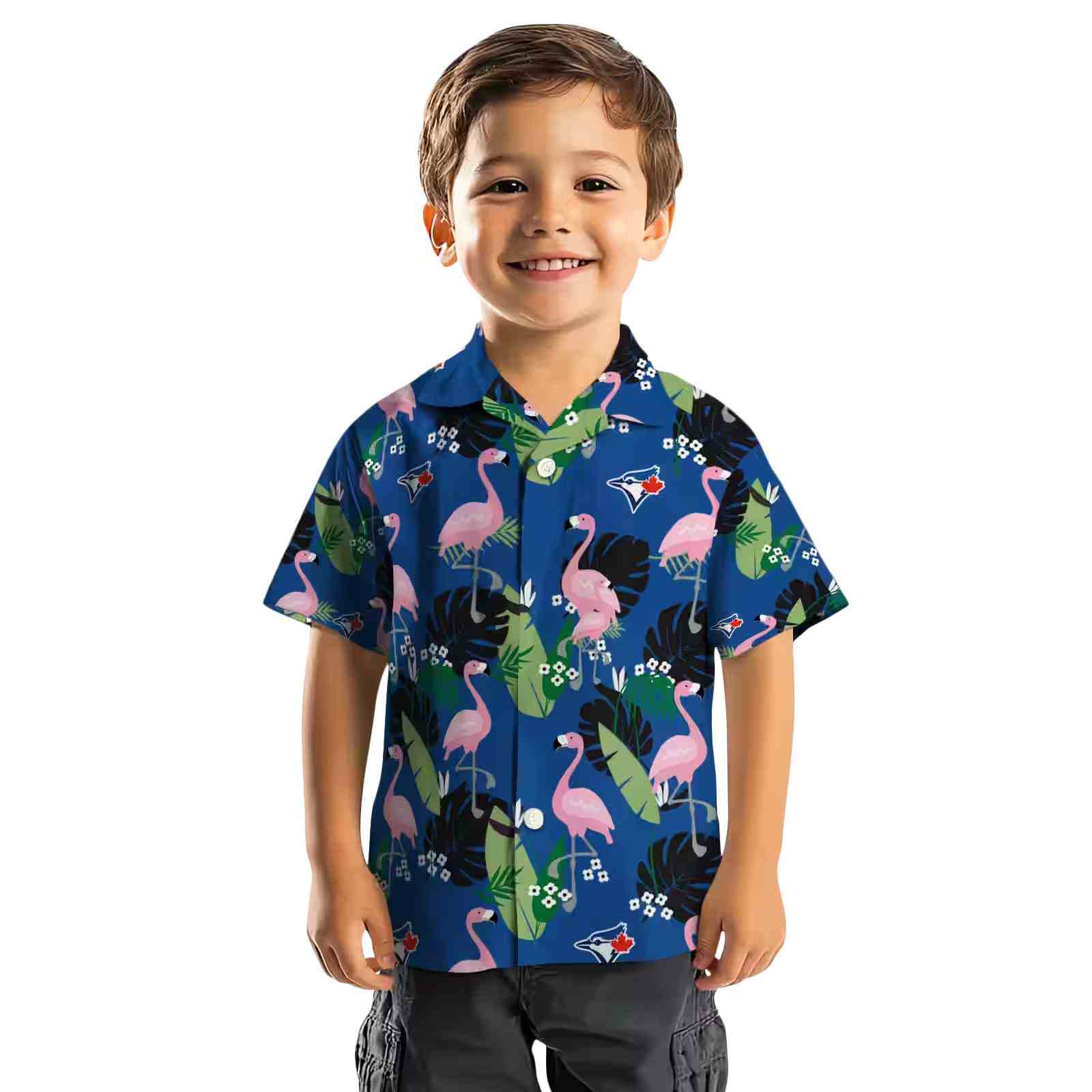 toronto blue jays flamingo leaf motif blue hawaiian shirt top rated