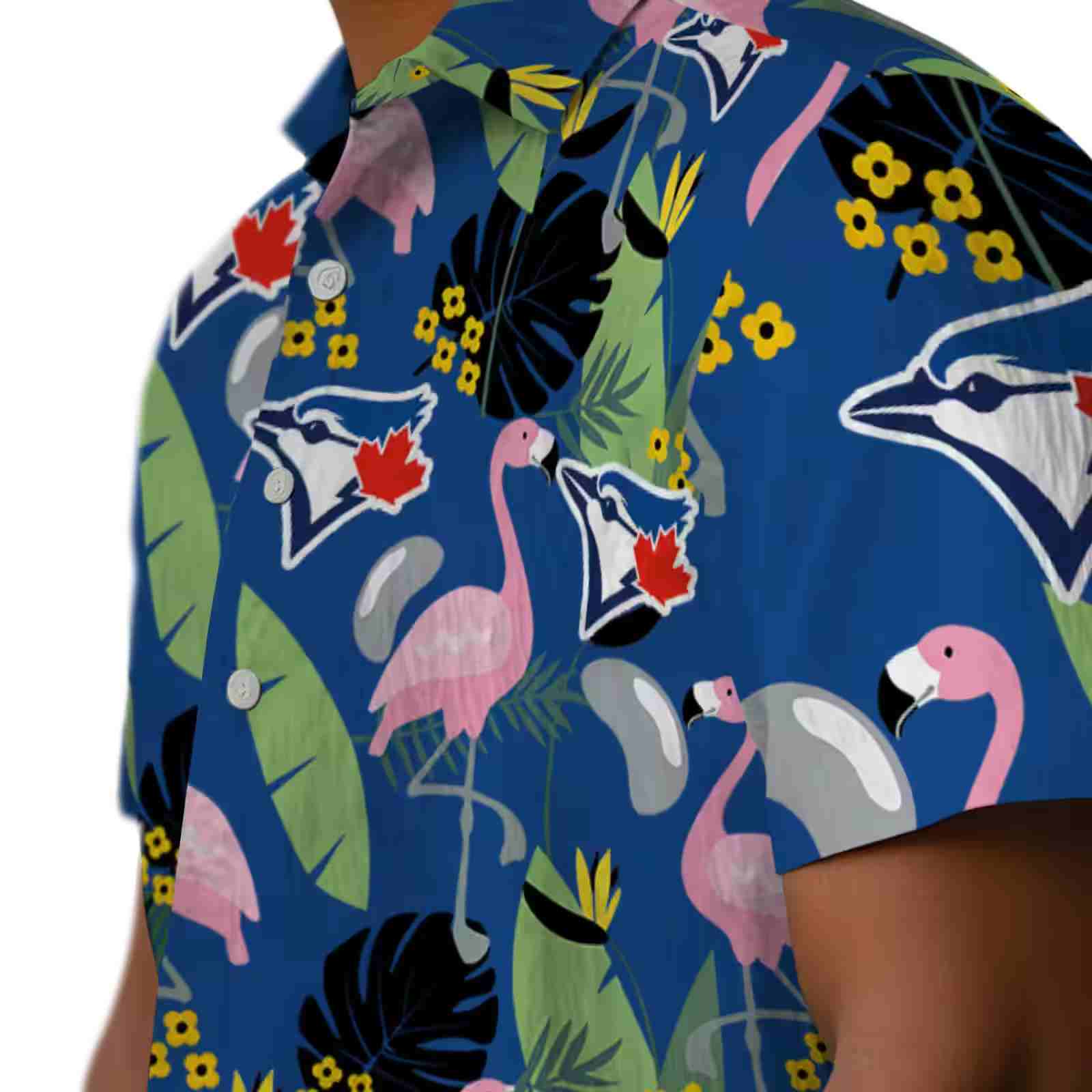 toronto blue jays flamingo leaves blue hawaiian shirt trendy