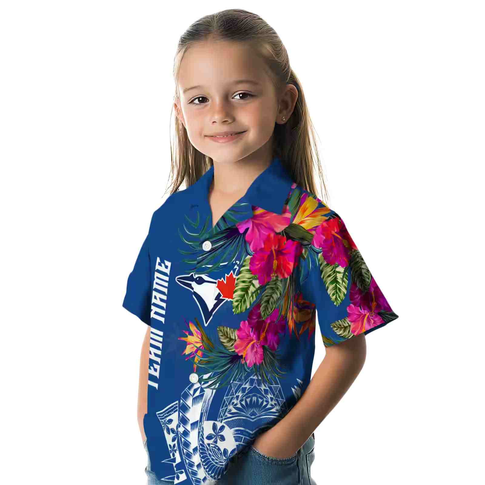 toronto blue jays floral polynesian blue hawaiian shirt premium grade