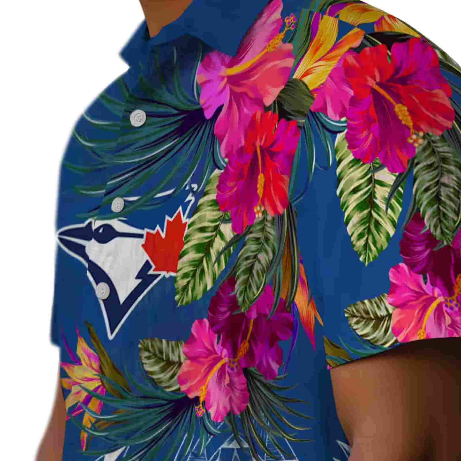 toronto blue jays floral polynesian blue hawaiian shirt trendy