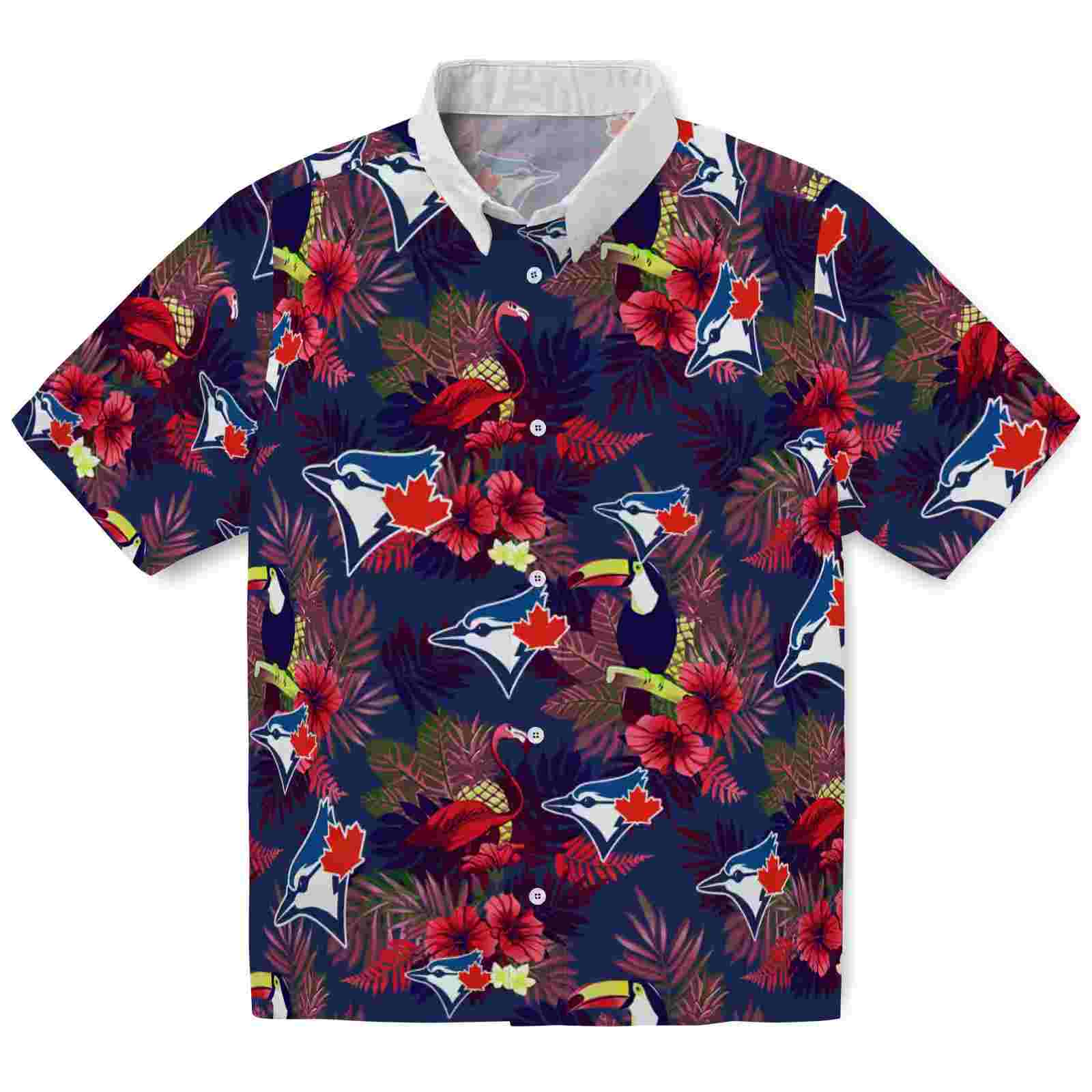 Toronto Blue Jays Floral Toucan Blue Red Hawaiian Shirt