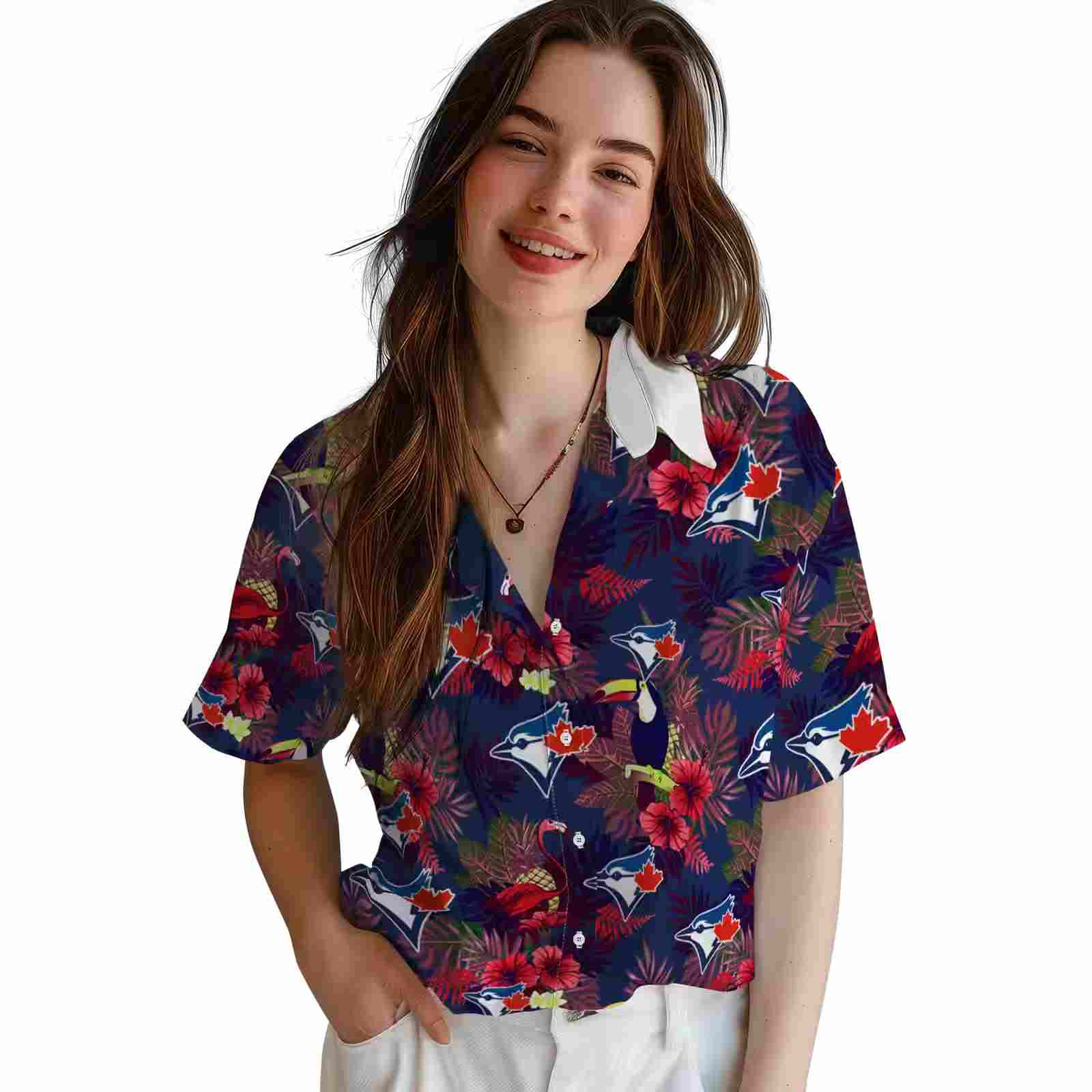 toronto blue jays floral toucan blue red hawaiian shirt latest model