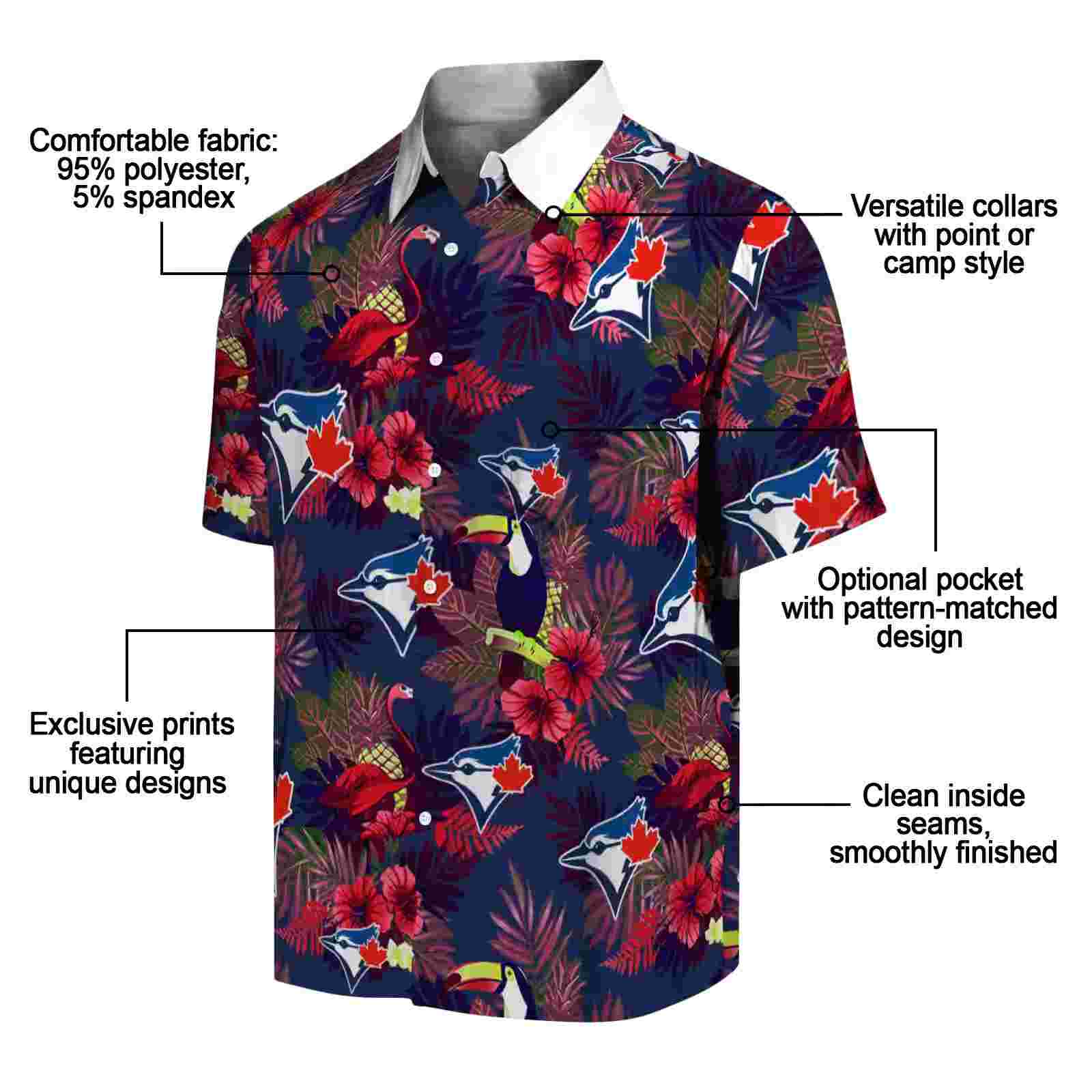 toronto blue jays floral toucan blue red hawaiian shirt new arrival