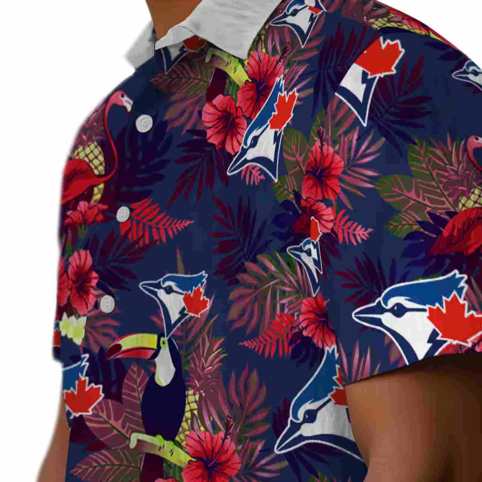 toronto blue jays floral toucan blue red hawaiian shirt trendy