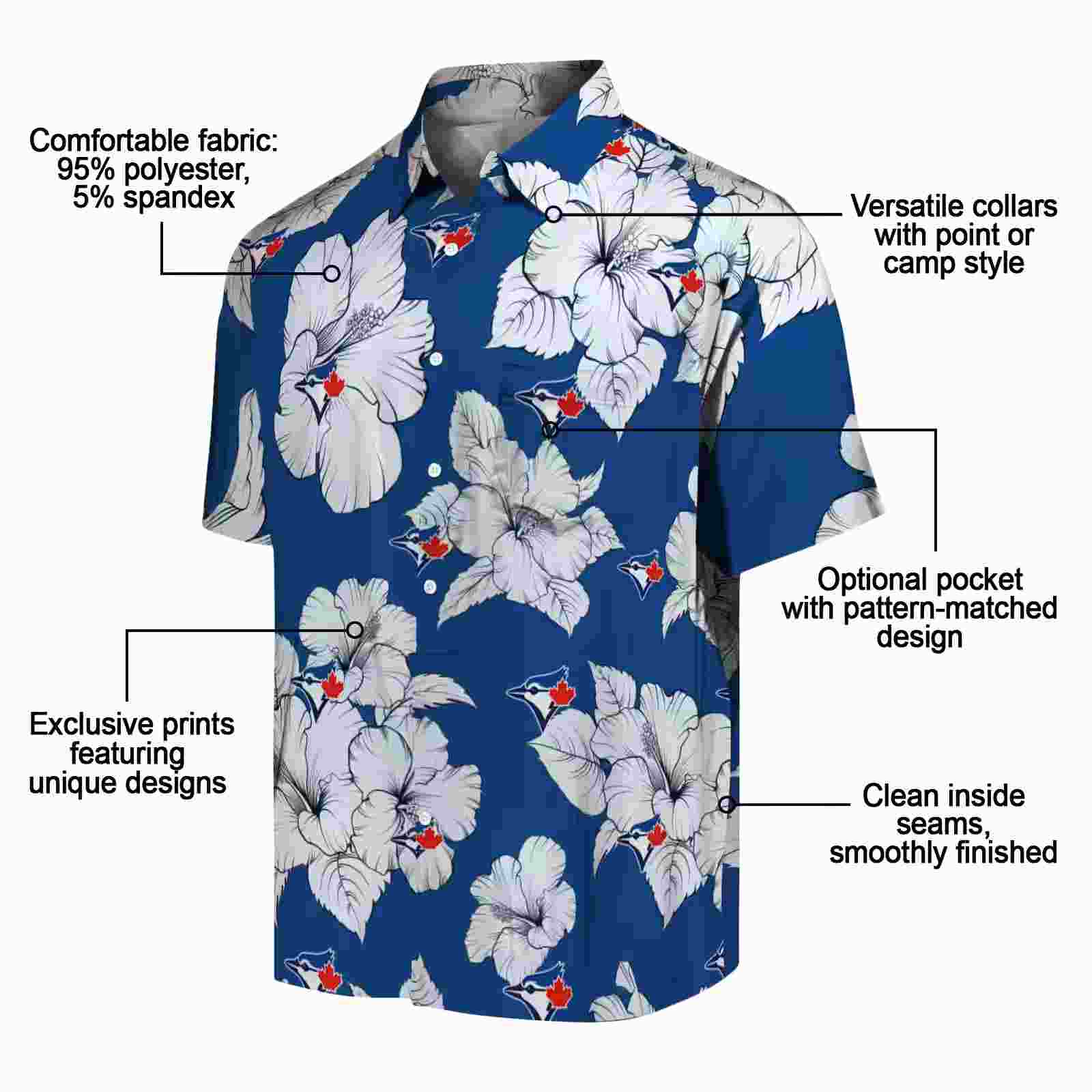 toronto blue jays hibiscus blooms blue white hawaiian shirt new arrival