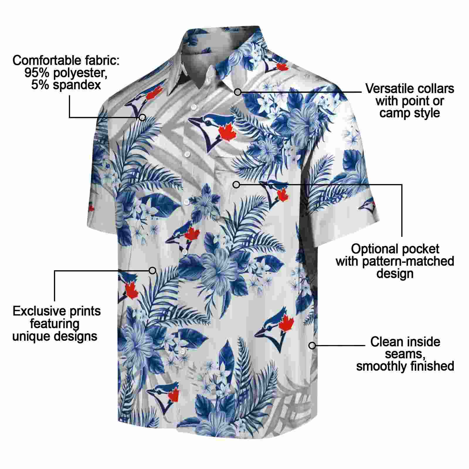 toronto blue jays hibiscus palm leaves blue white hawaiian shirt new arrival