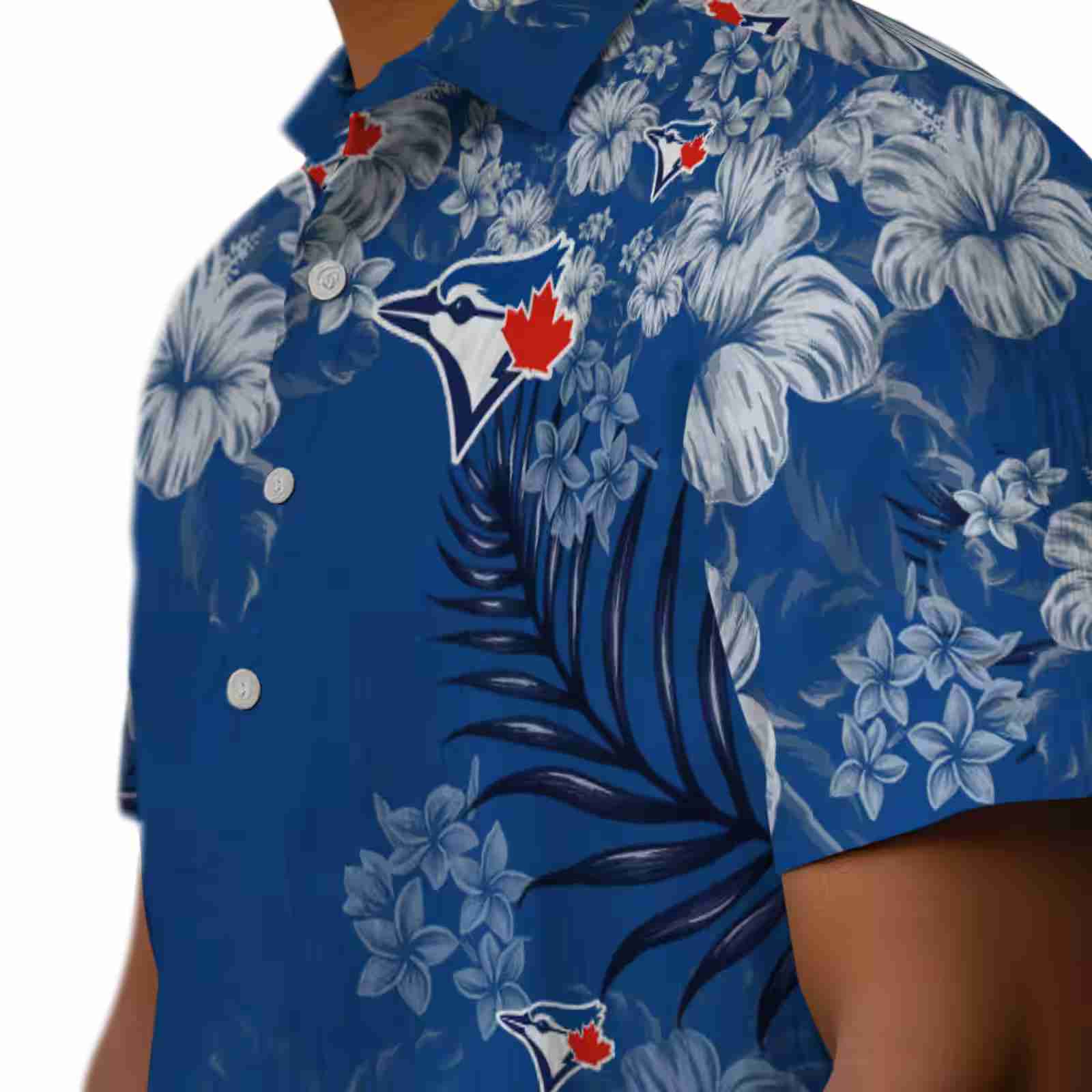 toronto blue jays hibiscus print blue hawaiian shirt trendy