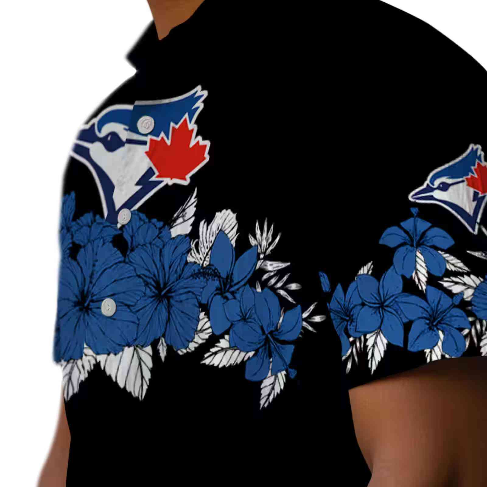 toronto blue jays hibiscus stripe blue black hawaiian shirt trendy