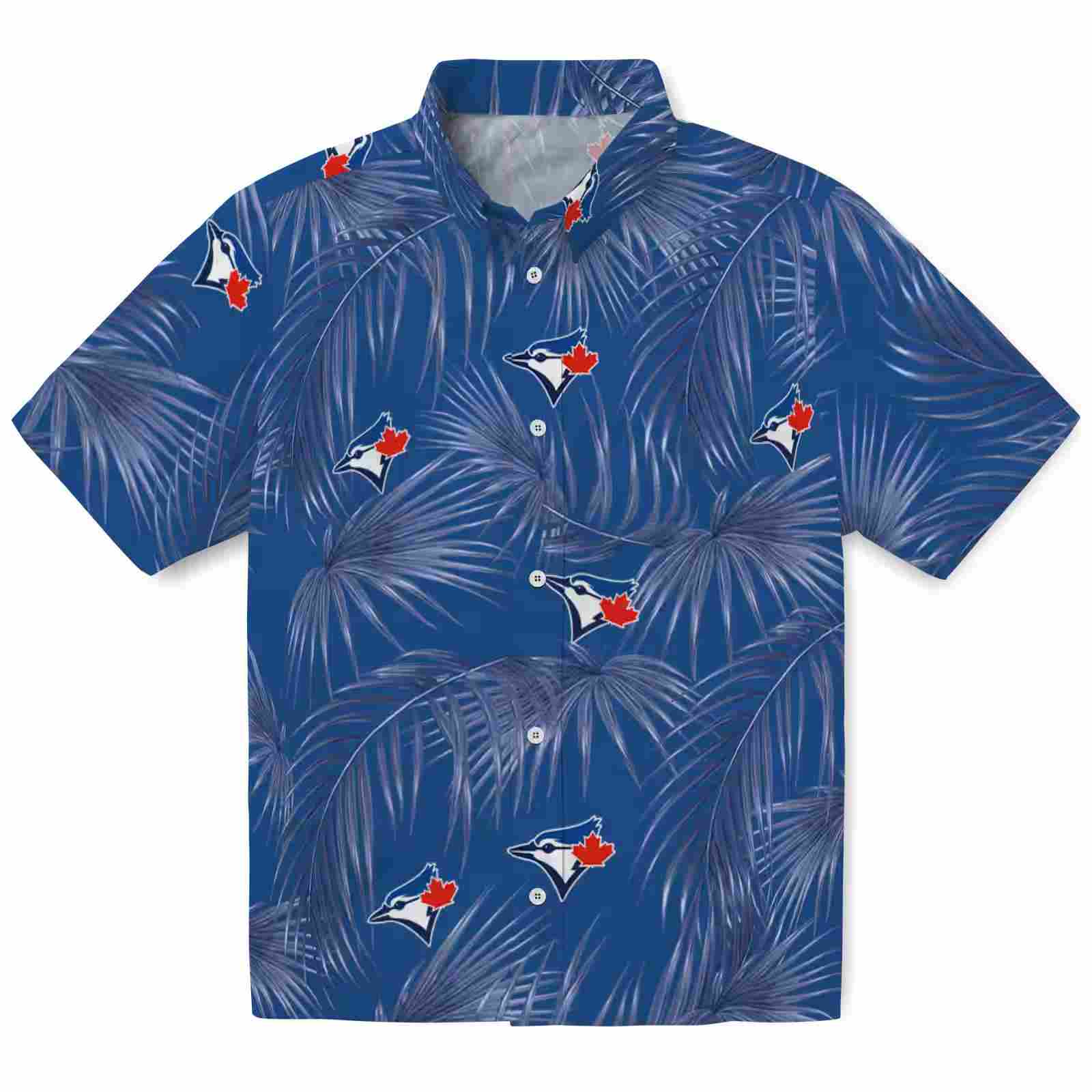 Toronto Blue Jays Leafy Palms Blue Hawaiian Shirt