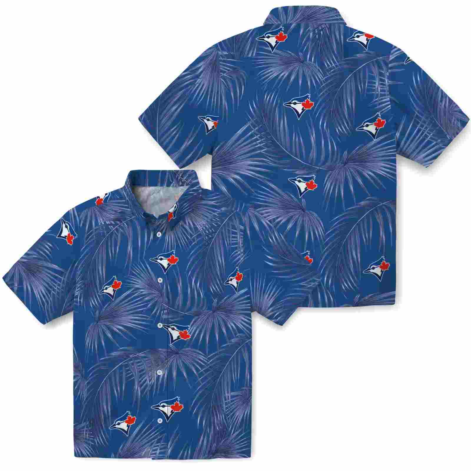 toronto blue jays leafy palms blue hawaiian shirt high quality