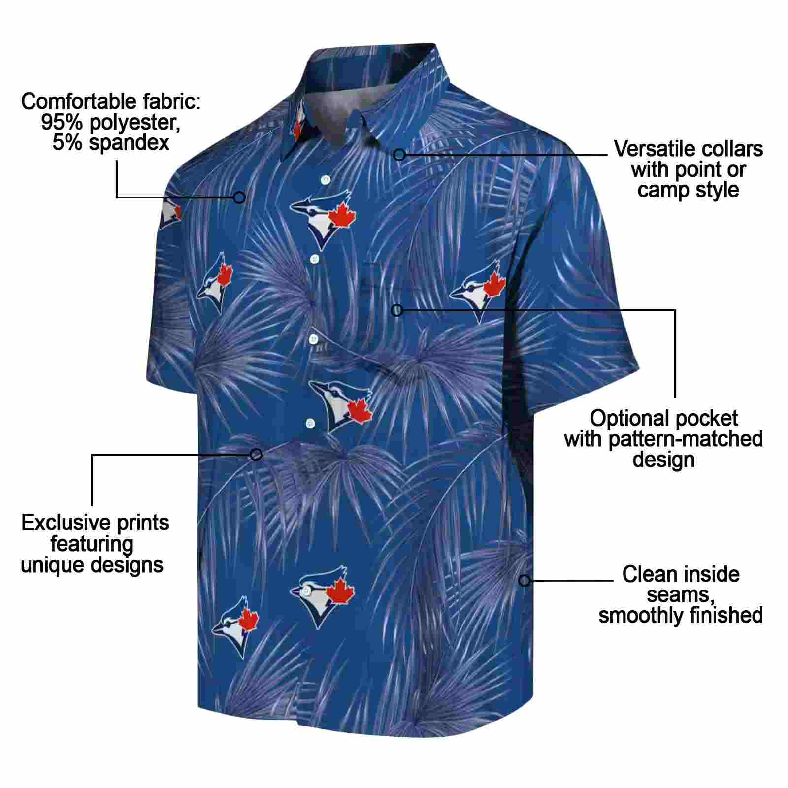 toronto blue jays leafy palms blue hawaiian shirt new arrival