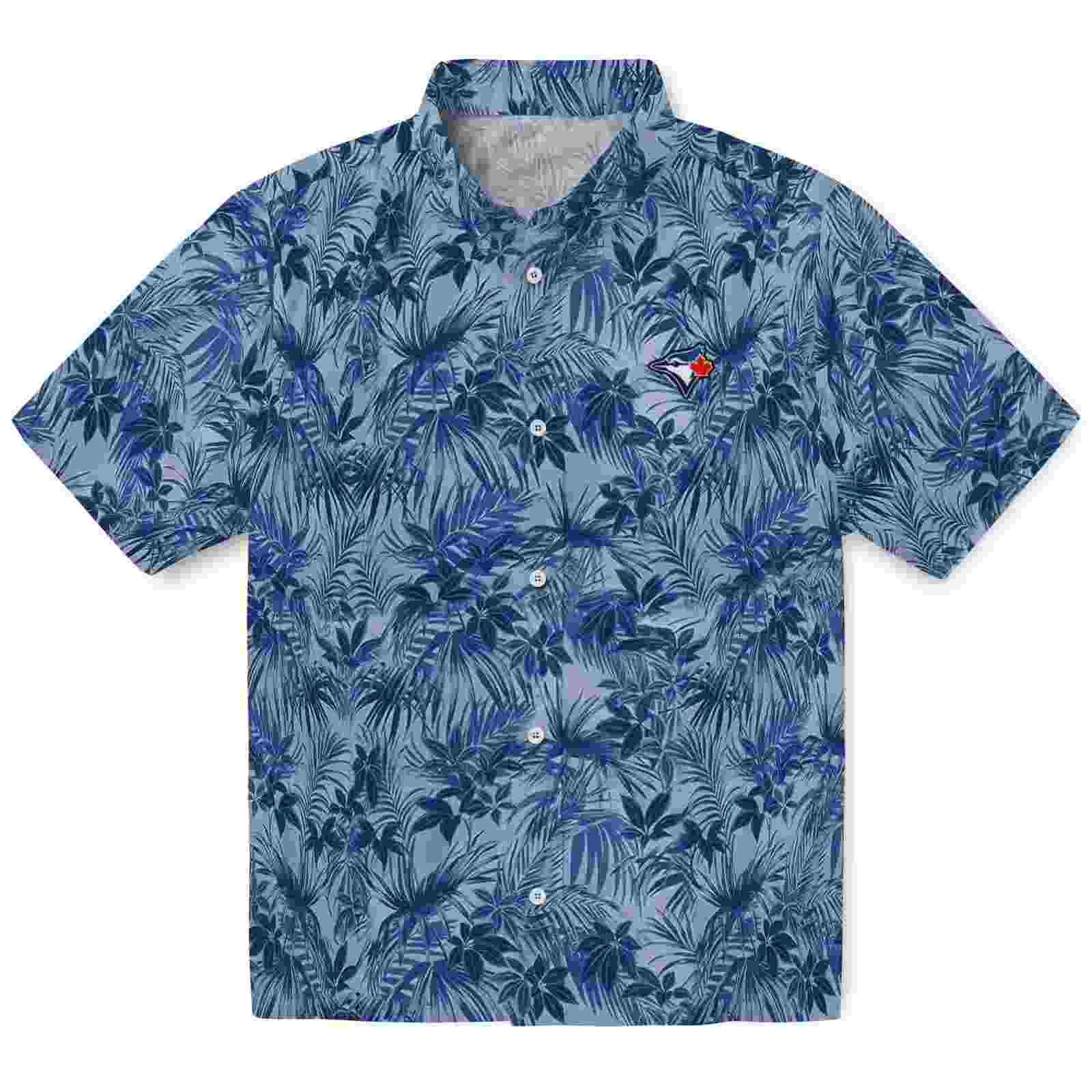 Toronto Blue Jays Leafy Pattern Blue Hawaiian Shirt