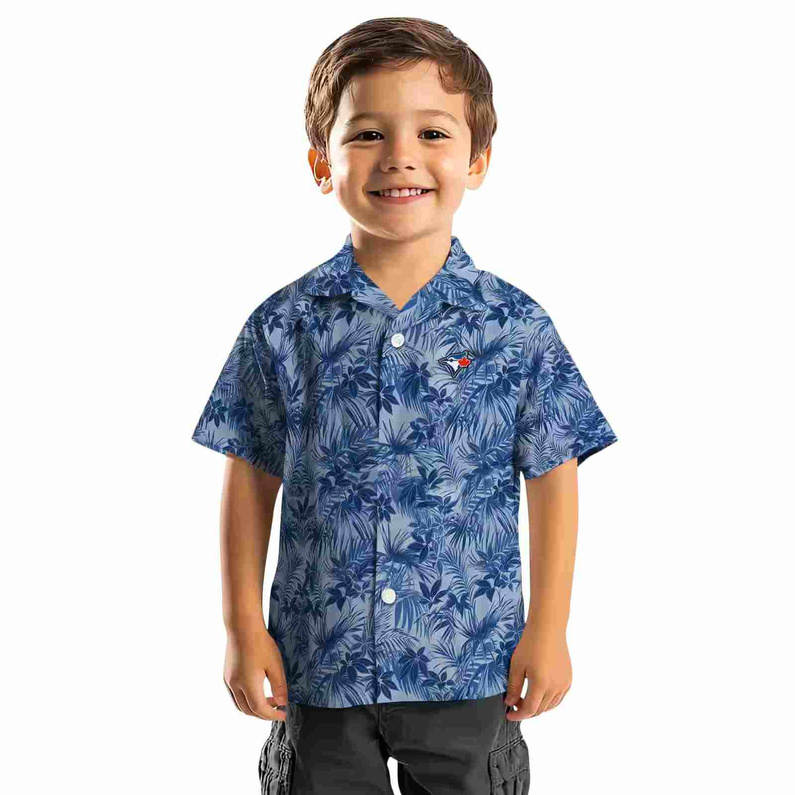 toronto blue jays leafy pattern blue hawaiian shirt top rated