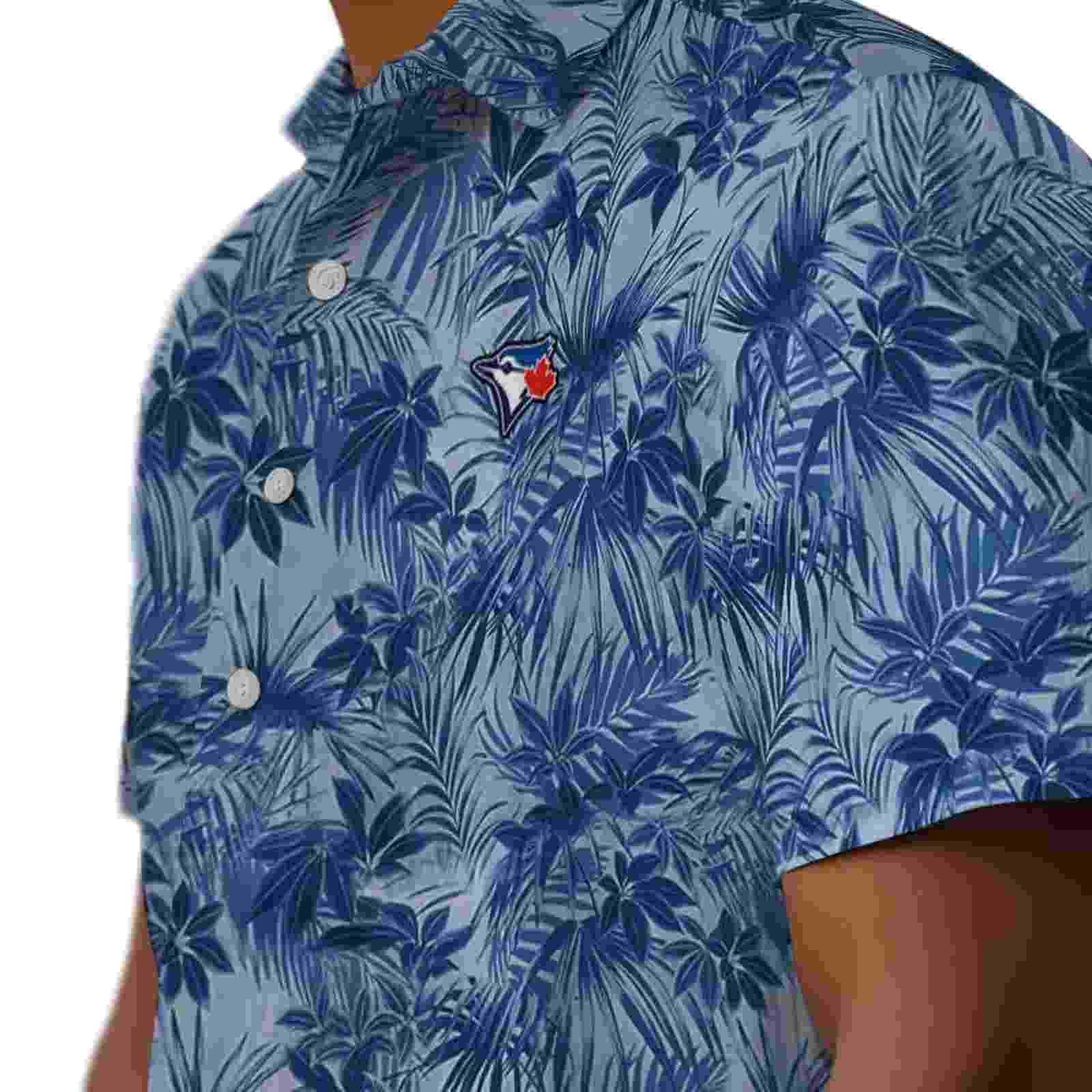 toronto blue jays leafy pattern blue hawaiian shirt trendy