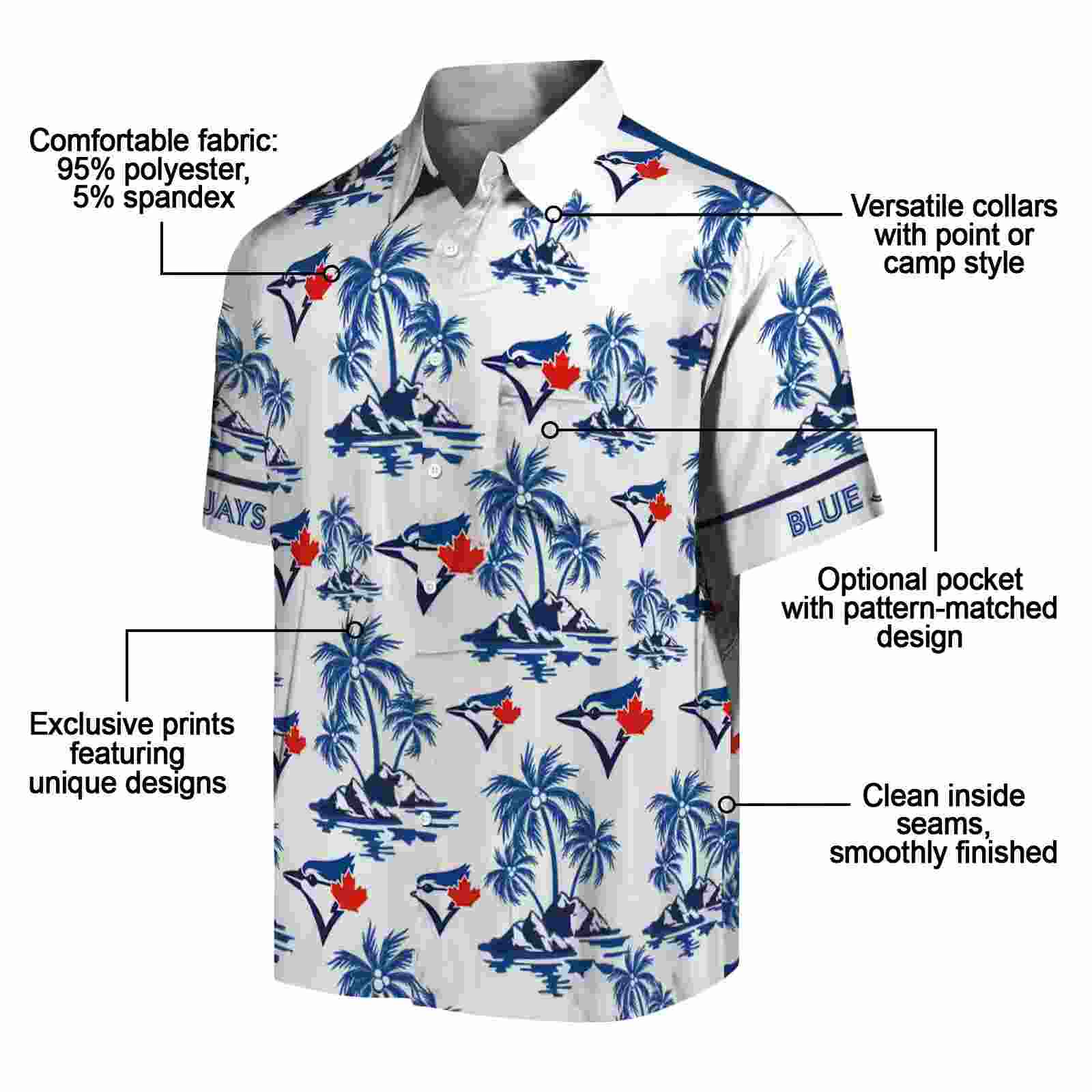 toronto blue jays palm island print blue white hawaiian shirt new arrival