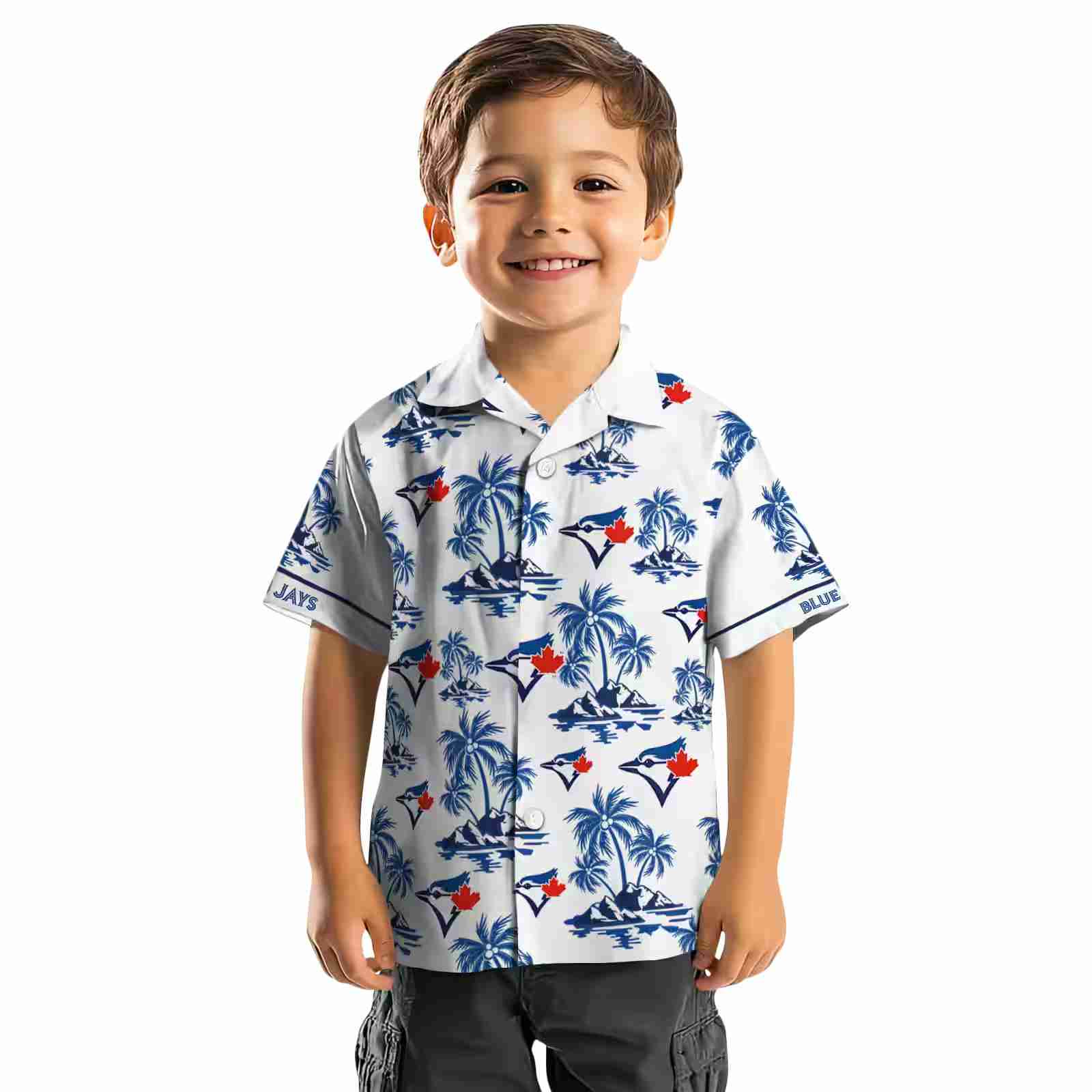 toronto blue jays palm island print blue white hawaiian shirt top rated