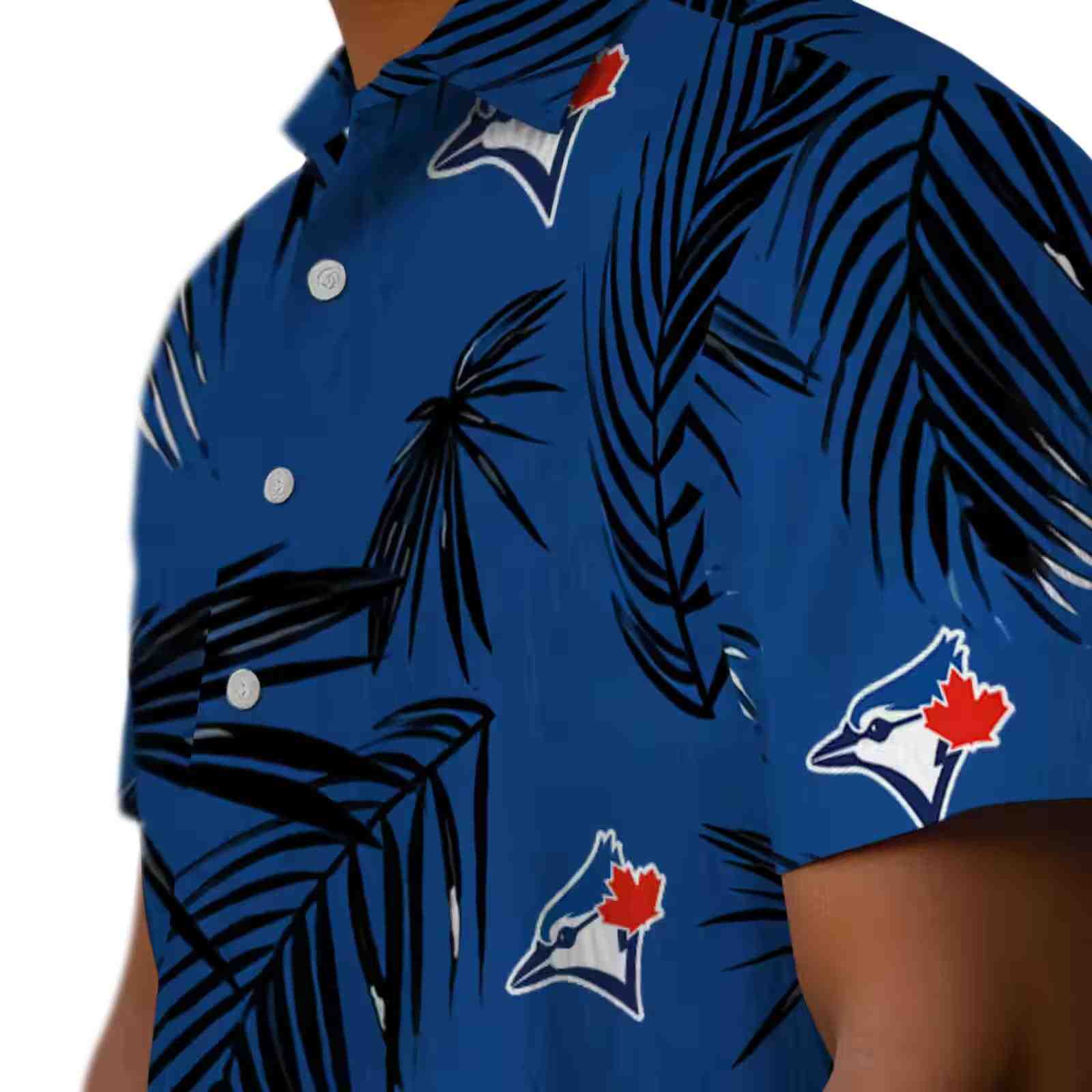 toronto blue jays palm leaf blue hawaiian shirt trendy