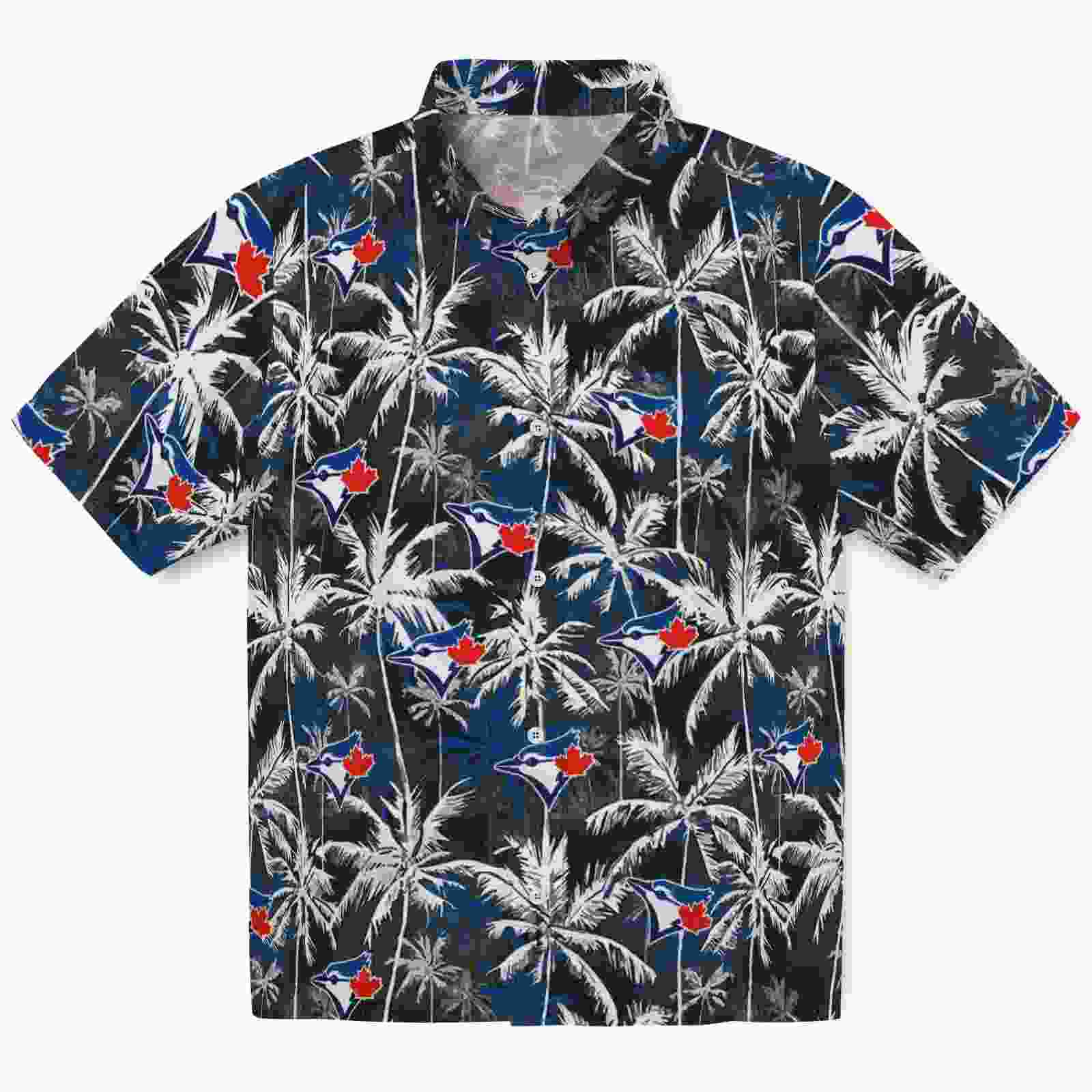 Toronto Blue Jays Palm Pattern Blue Black Hawaiian Shirt