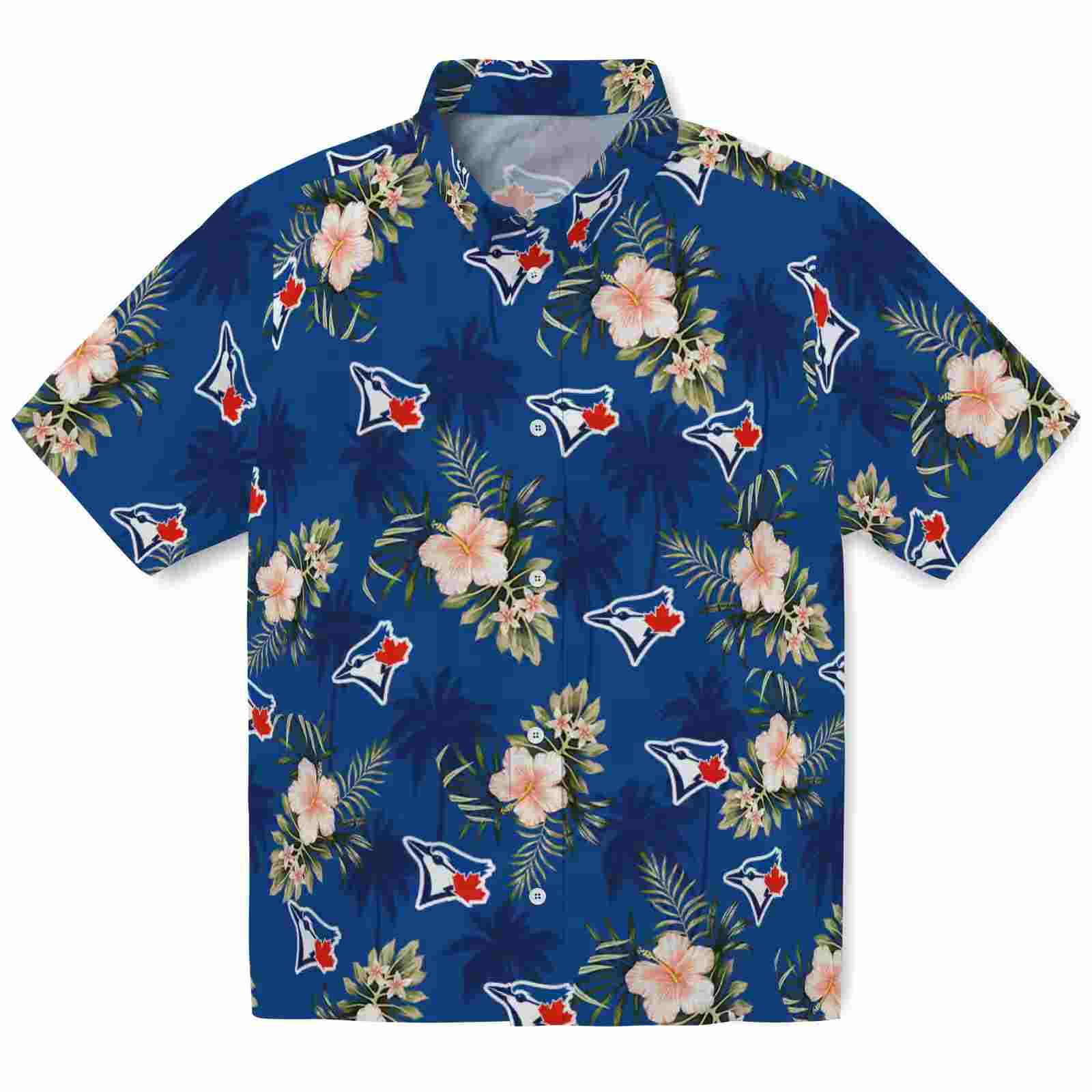 Toronto Blue Jays Palm Tree Flower Blue Hawaiian Shirt